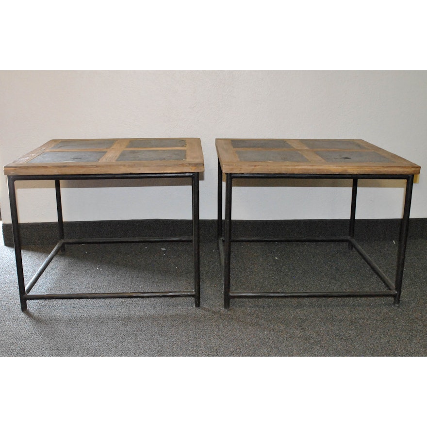 Wood and Stone Side Tables