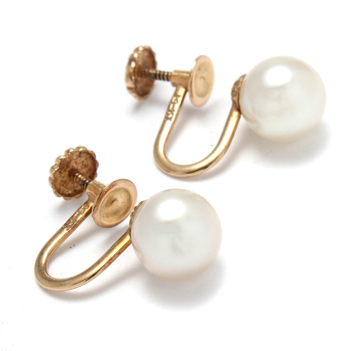 Circa 1920s 14K Gold Pearl Earrings