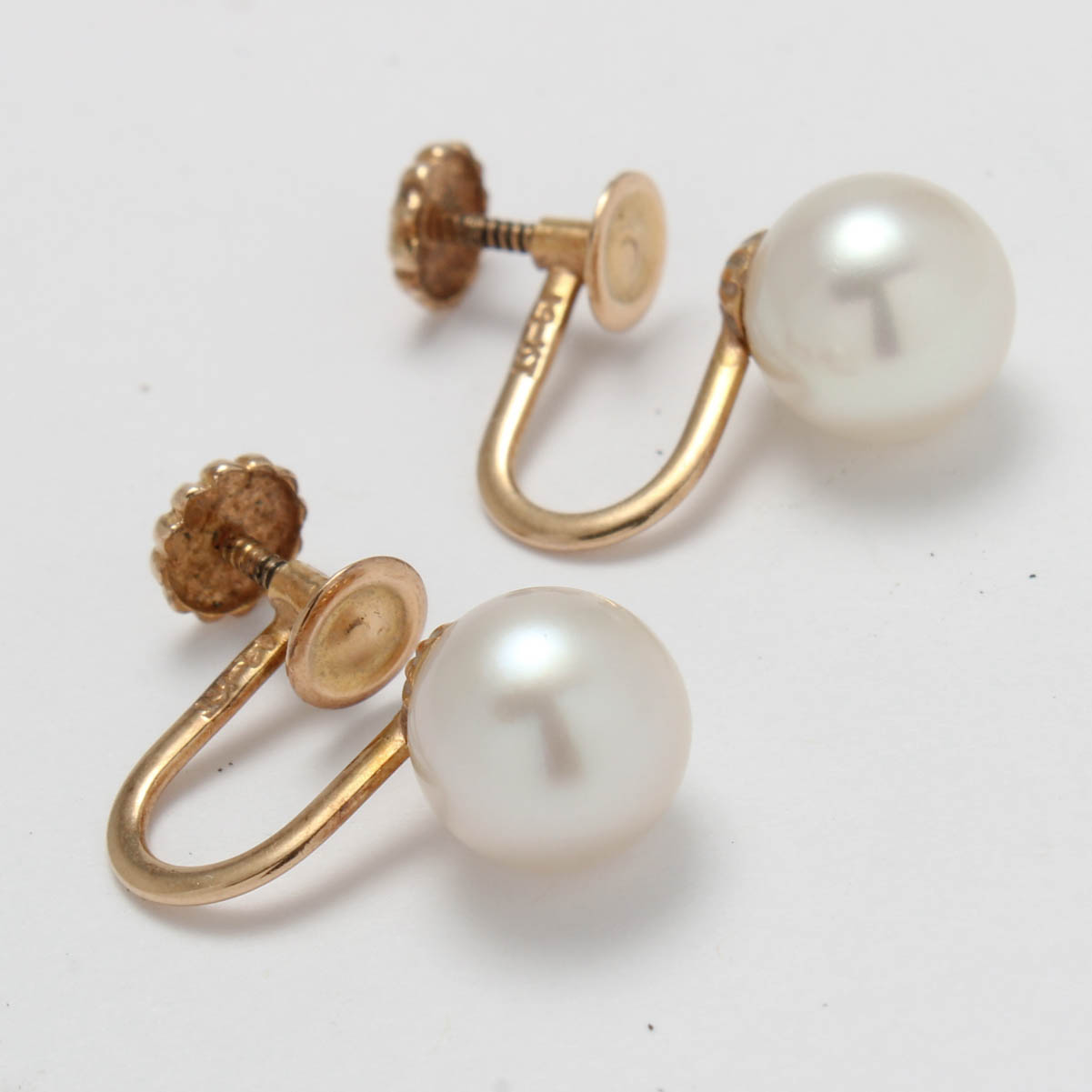 Circa 1920s 14K Gold Pearl Earrings