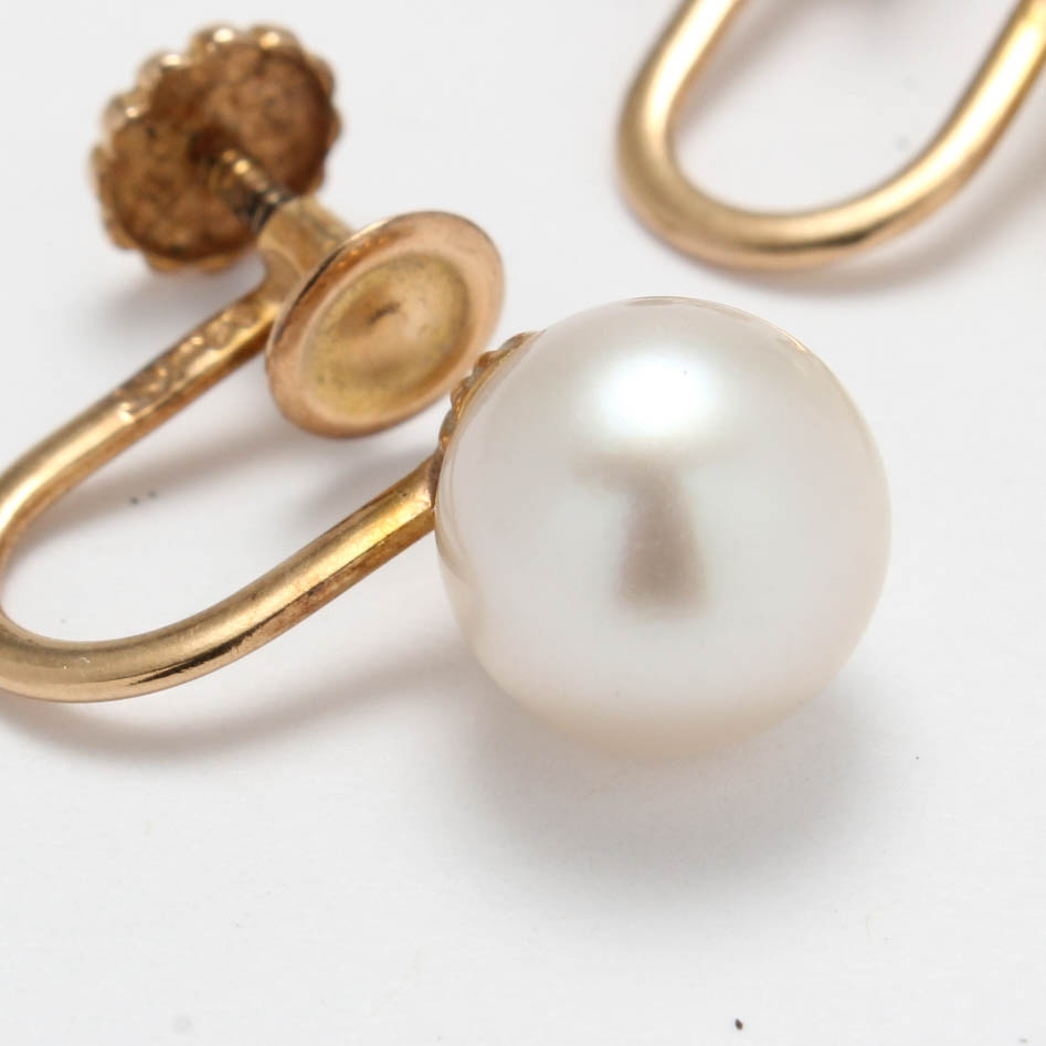 Circa 1920s 14K Gold Pearl Earrings