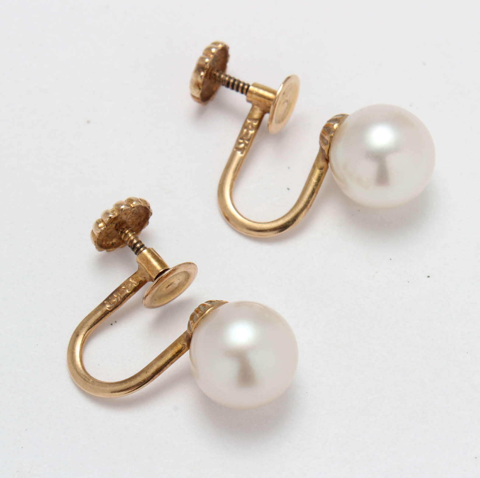 Circa 1920s 14K Gold Pearl Earrings