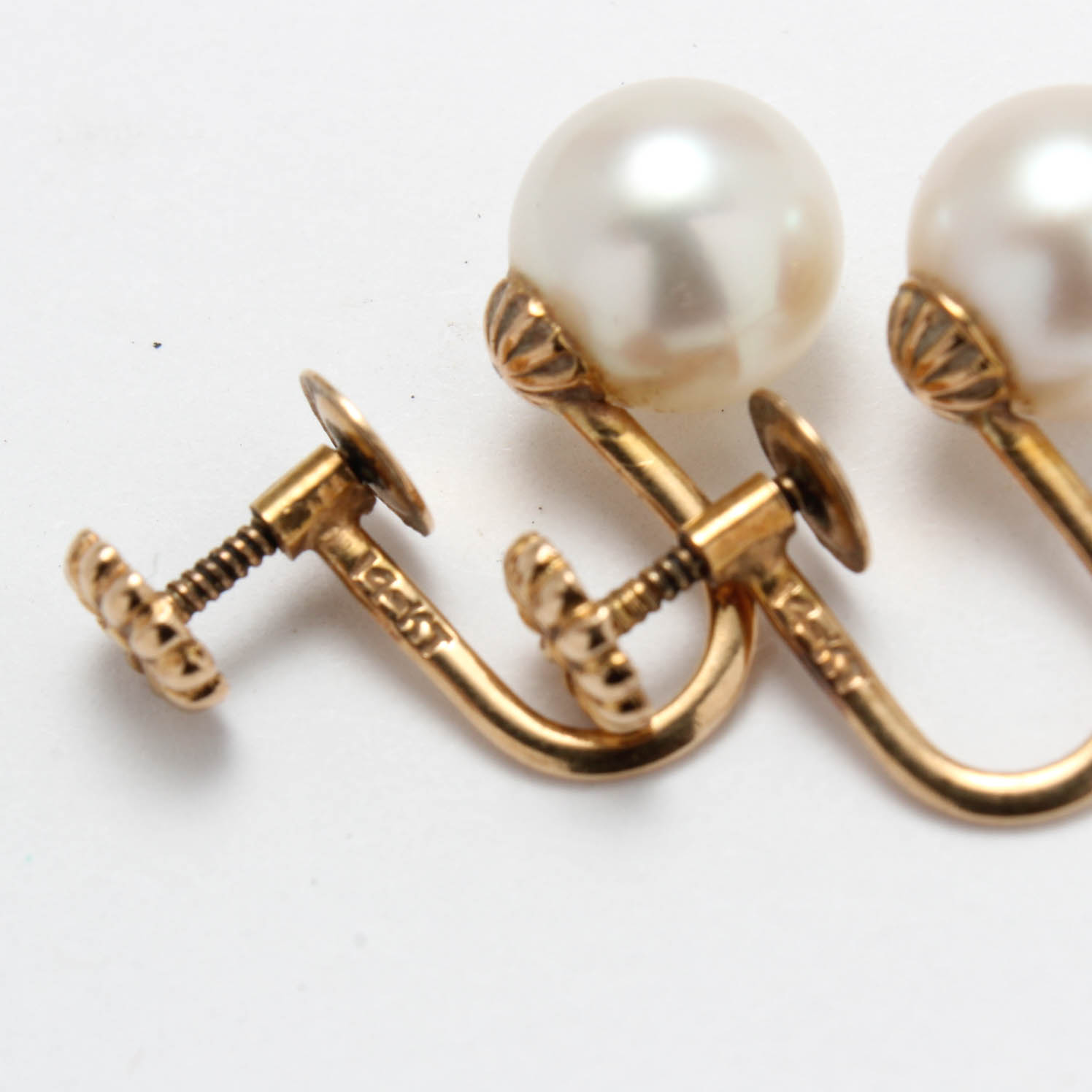 Circa 1920s 14K Gold Pearl Earrings