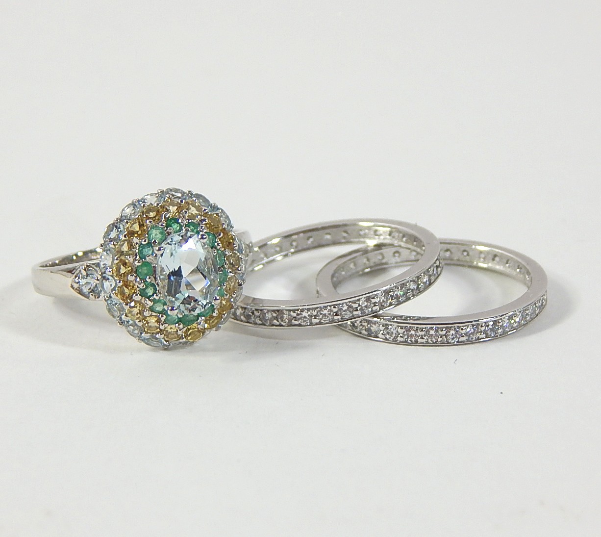 Three Sterling Silver Cubic Zirconia Rings