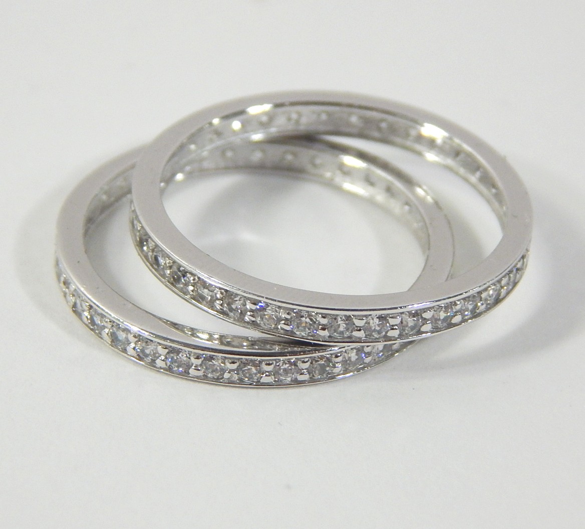 Three Sterling Silver Cubic Zirconia Rings