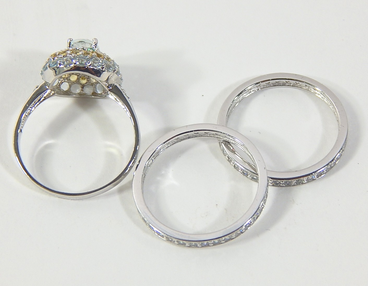 Three Sterling Silver Cubic Zirconia Rings