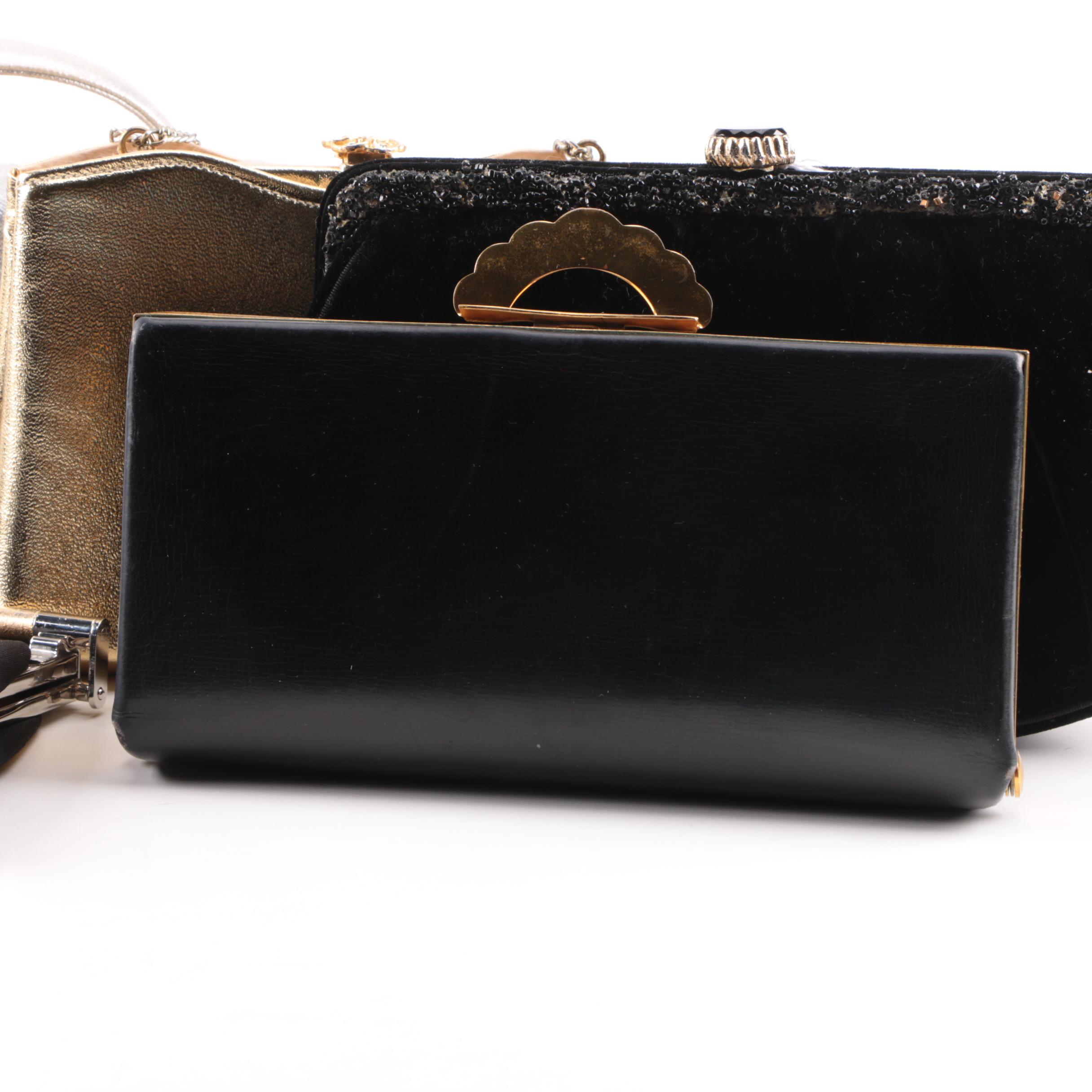 Vintage Evening Bags Including Evans, Gold, Silver, Rhinestones
