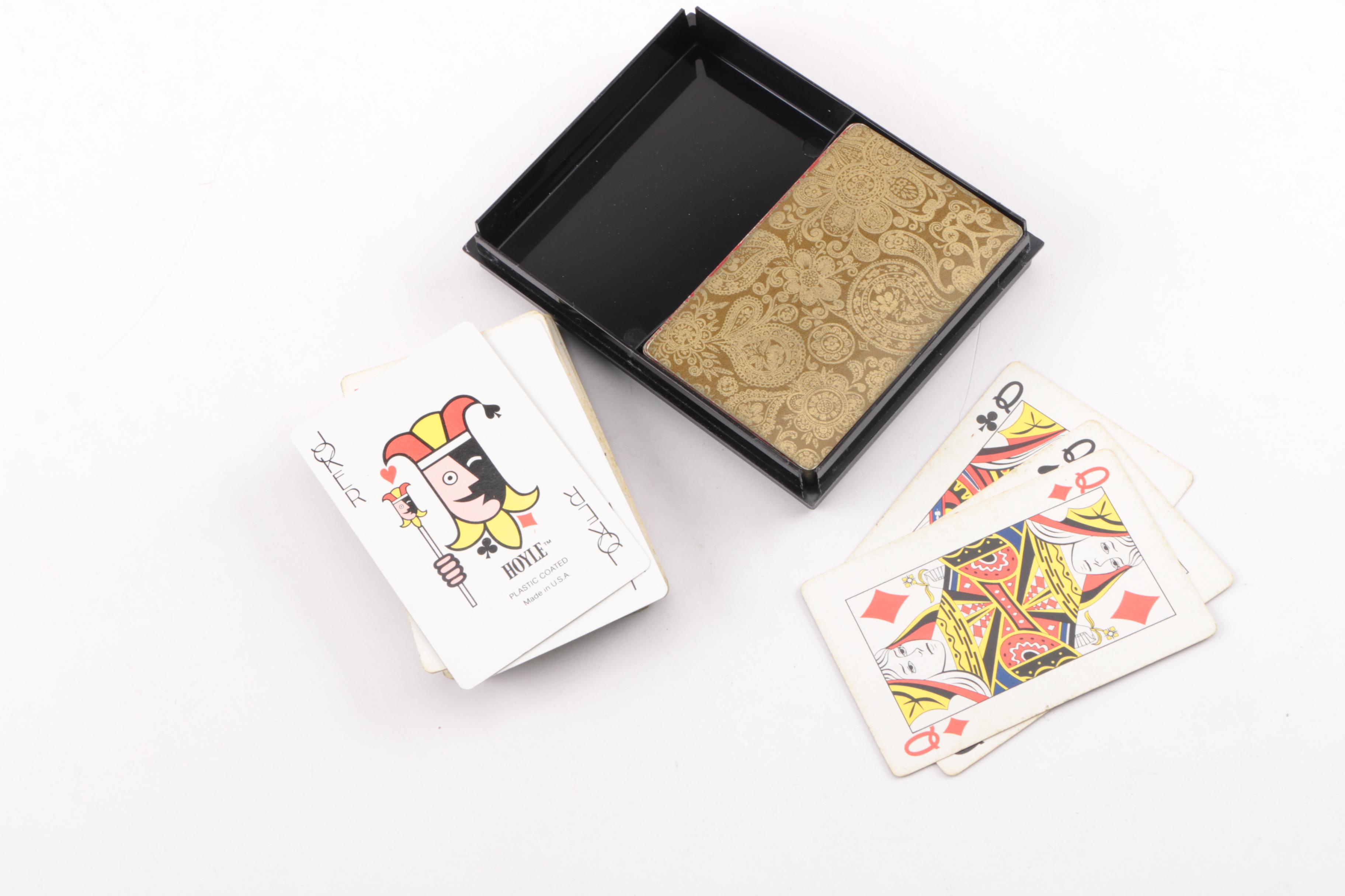 Vintage Accessories, Cards, Flask Including Alligator, Gilded Florentine Leather