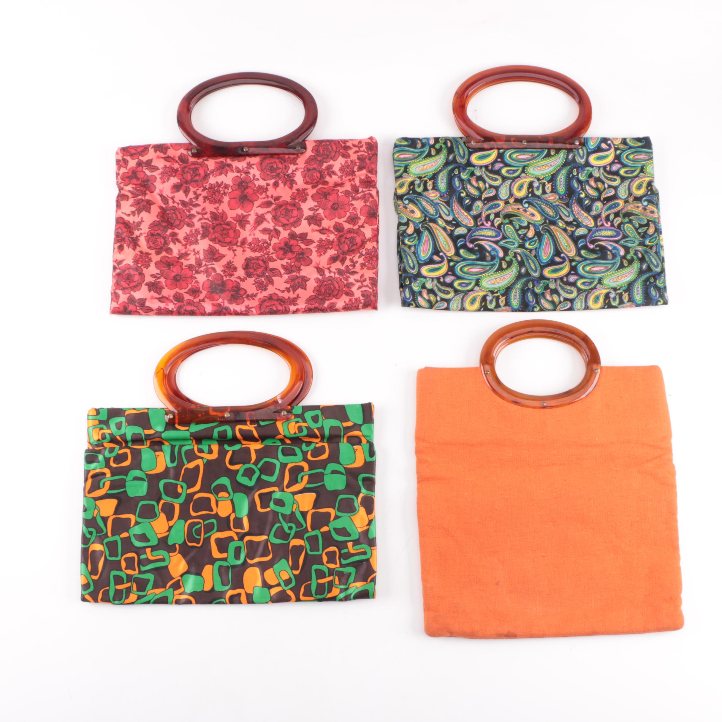 1960s Lady's Pride Lucite Handle Tote Bags with Other