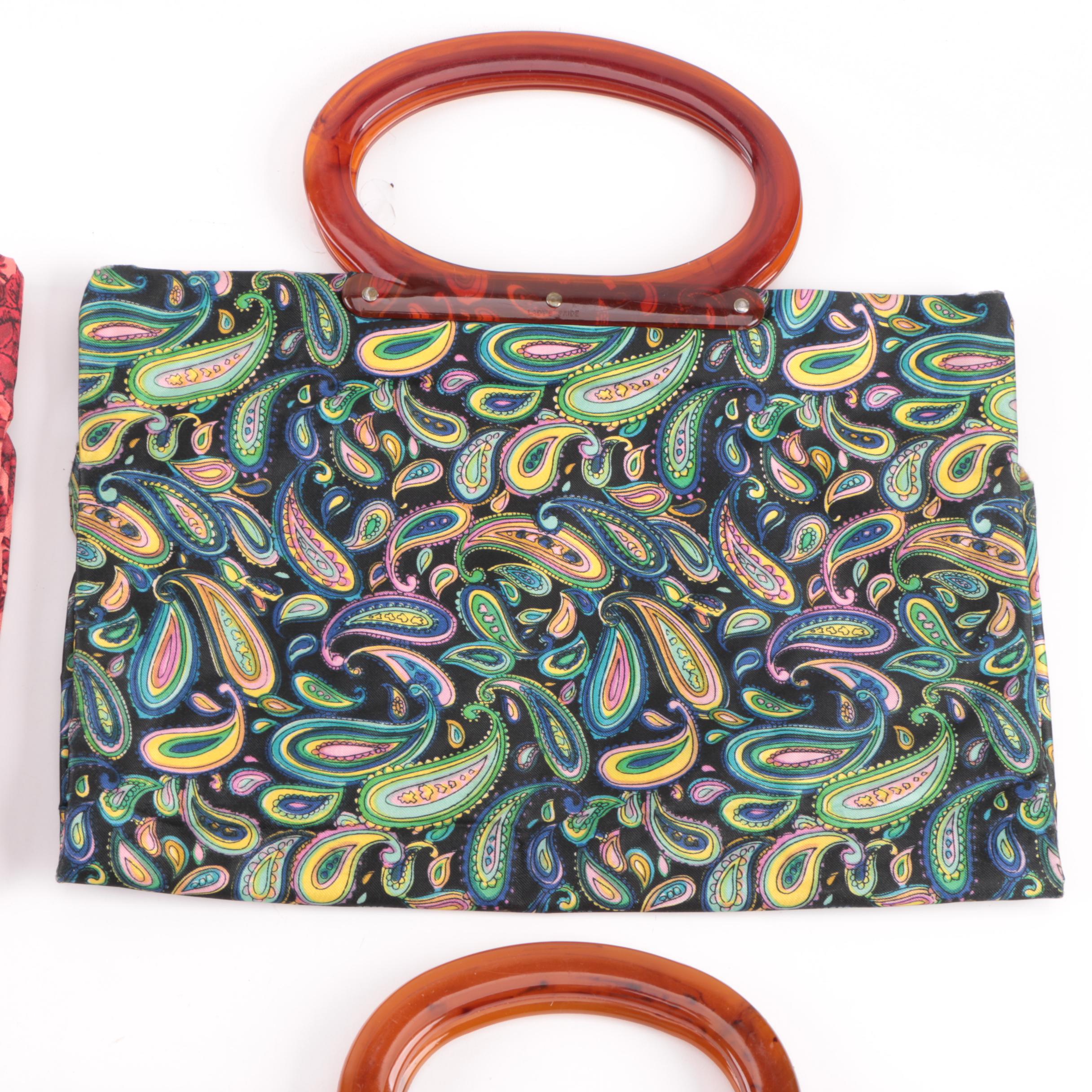 1960s Lady's Pride Lucite Handle Tote Bags with Other