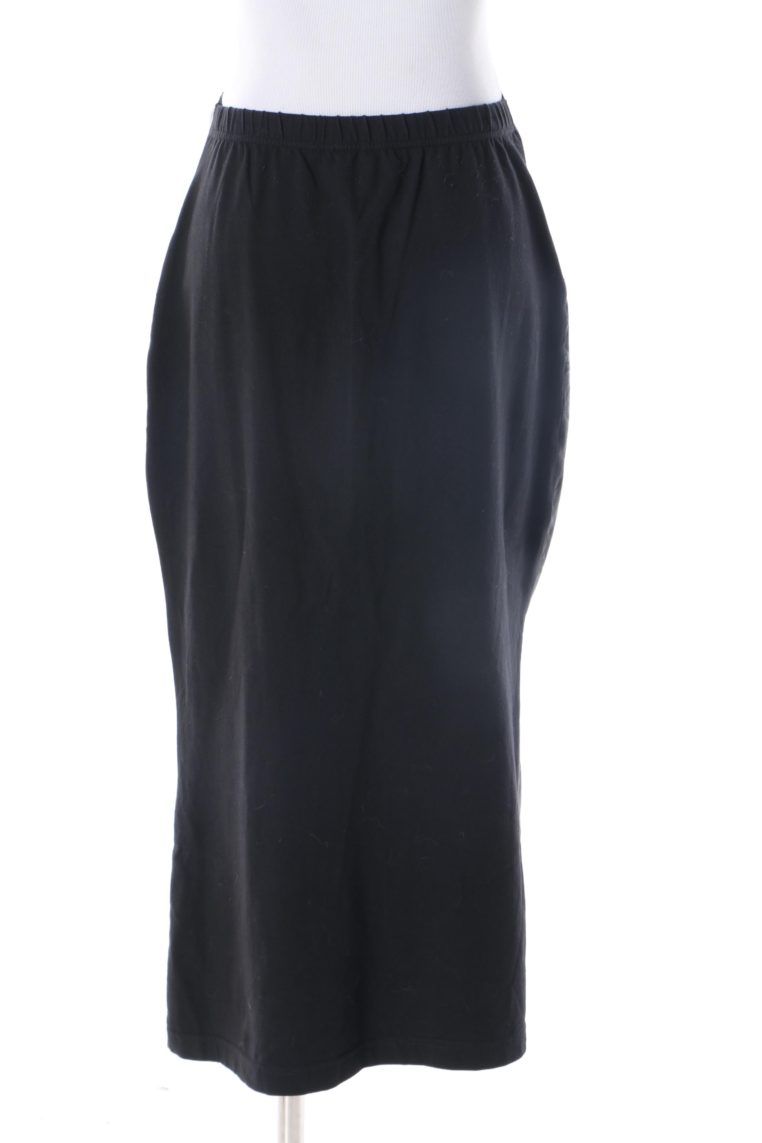 Women's Vintage Ivan Grundahl Black Knit and Leather Skirt Suit