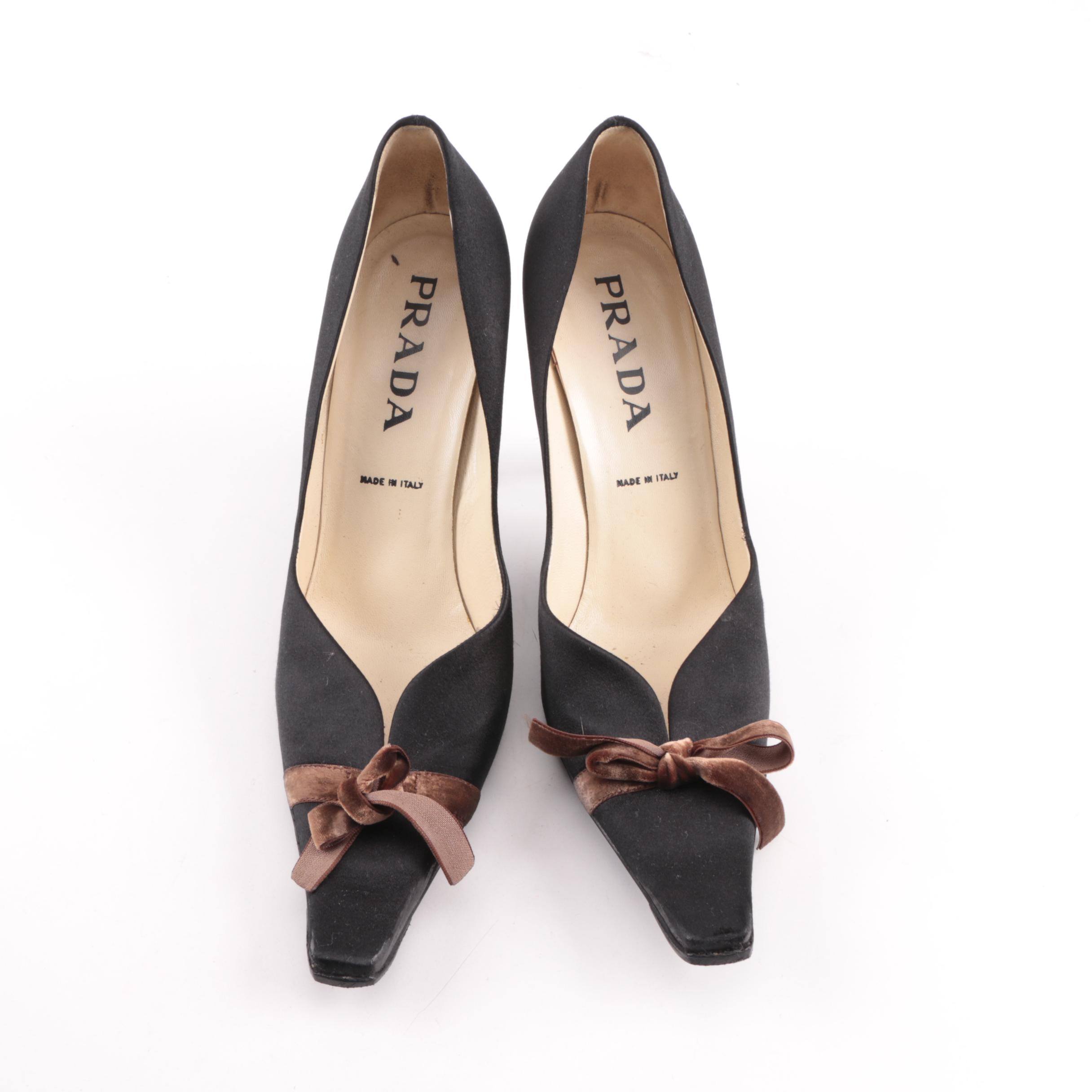 Prada Black Satin Pumps