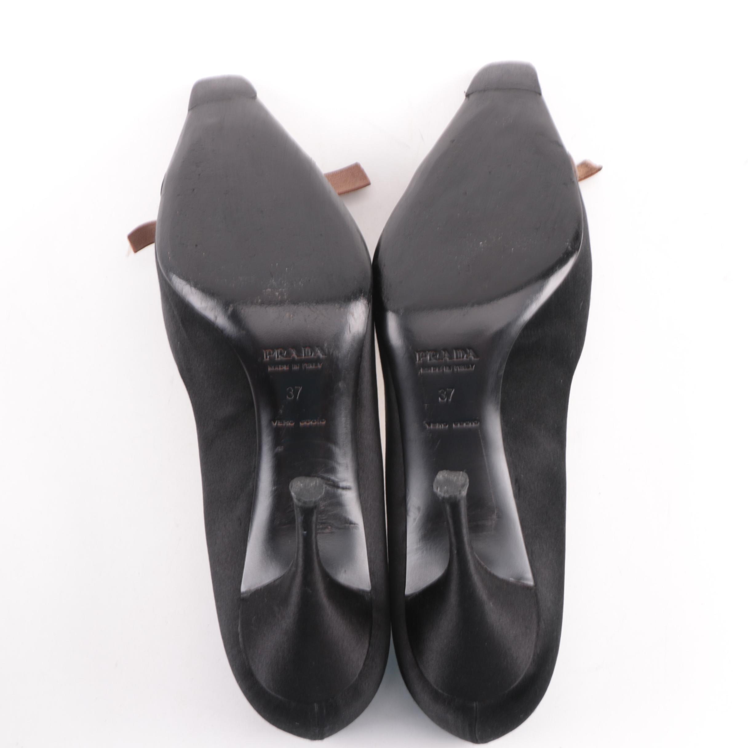 Prada Black Satin Pumps