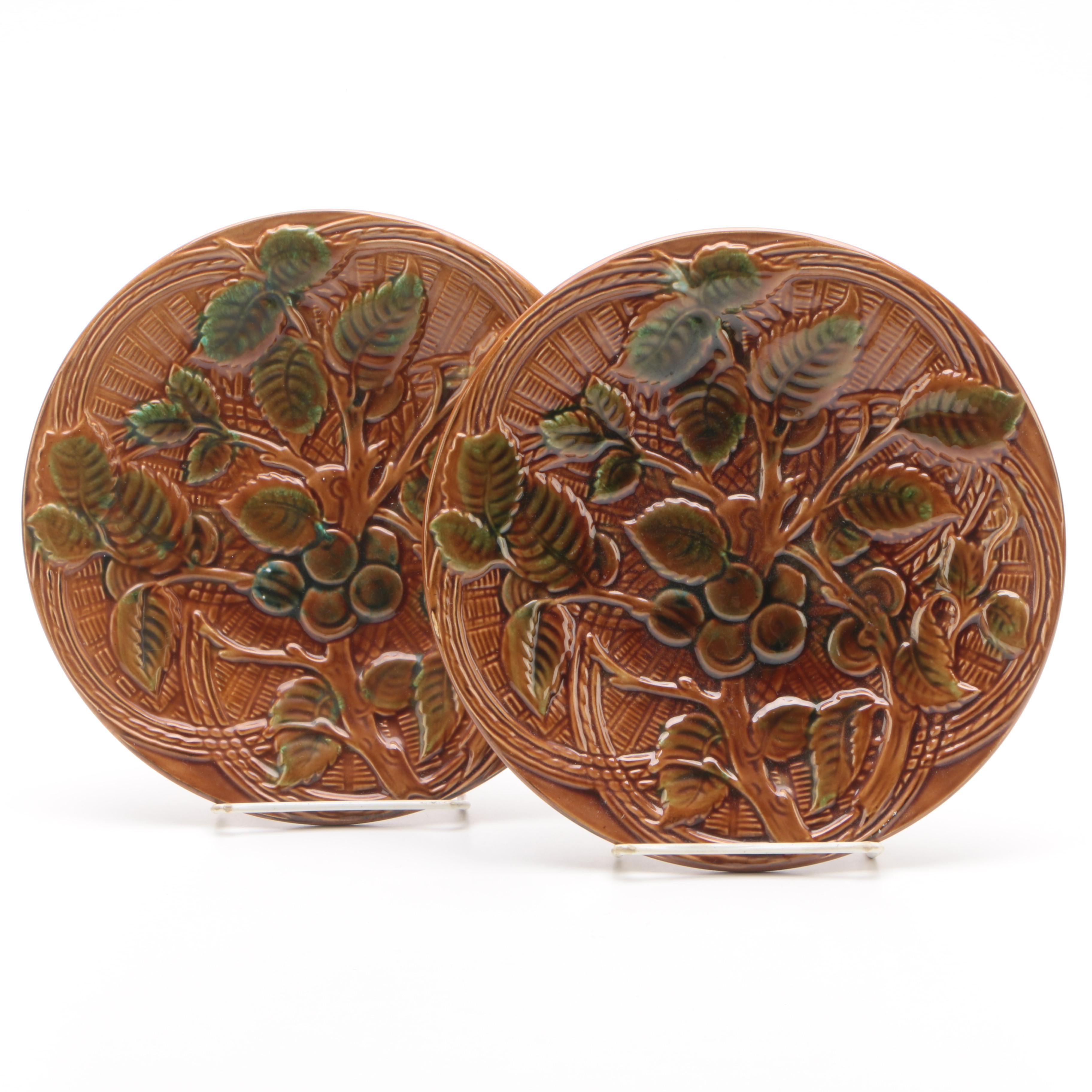 German Glazed Earthenware Berry Motif Plates