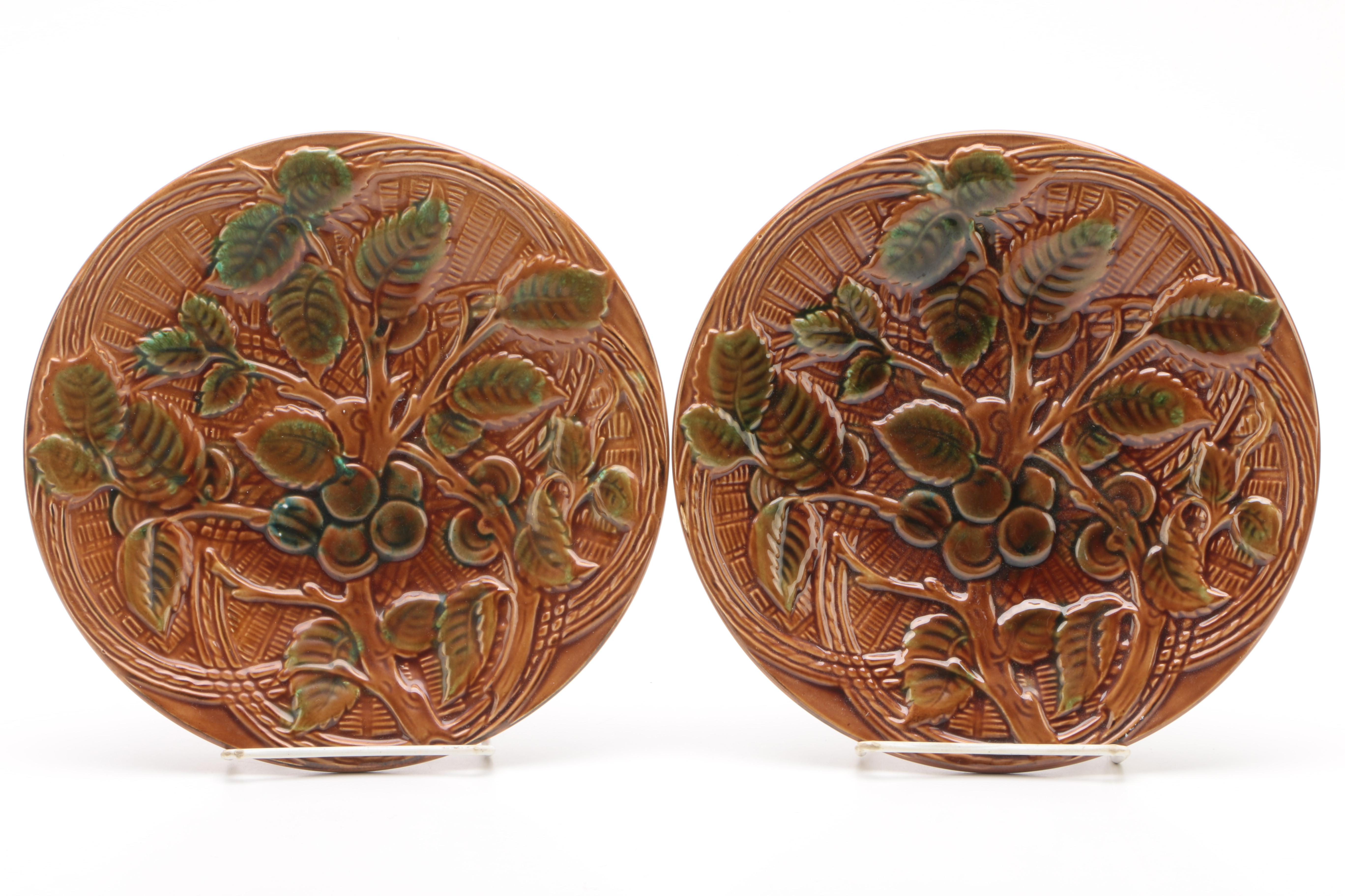 German Glazed Earthenware Berry Motif Plates