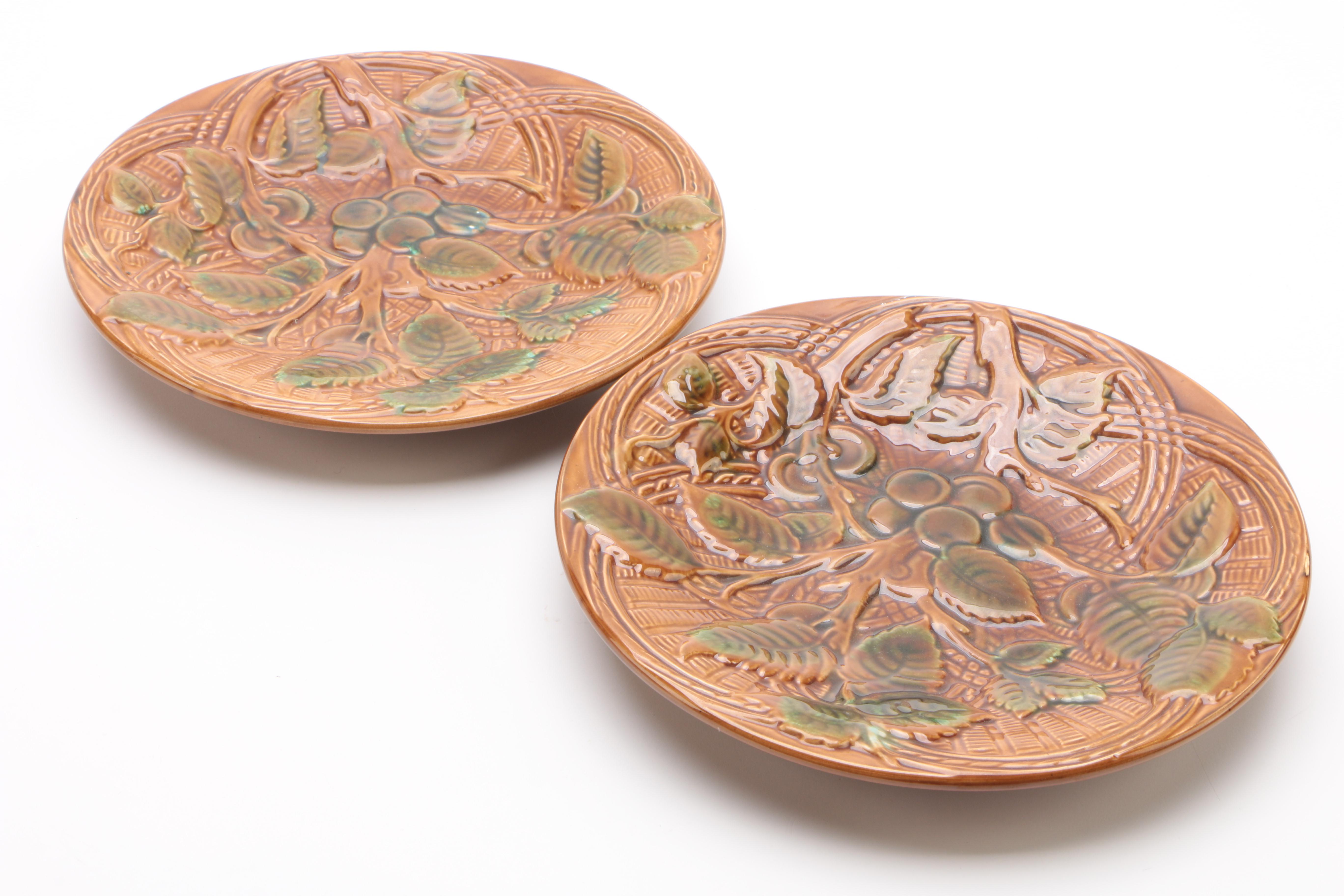 German Glazed Earthenware Berry Motif Plates