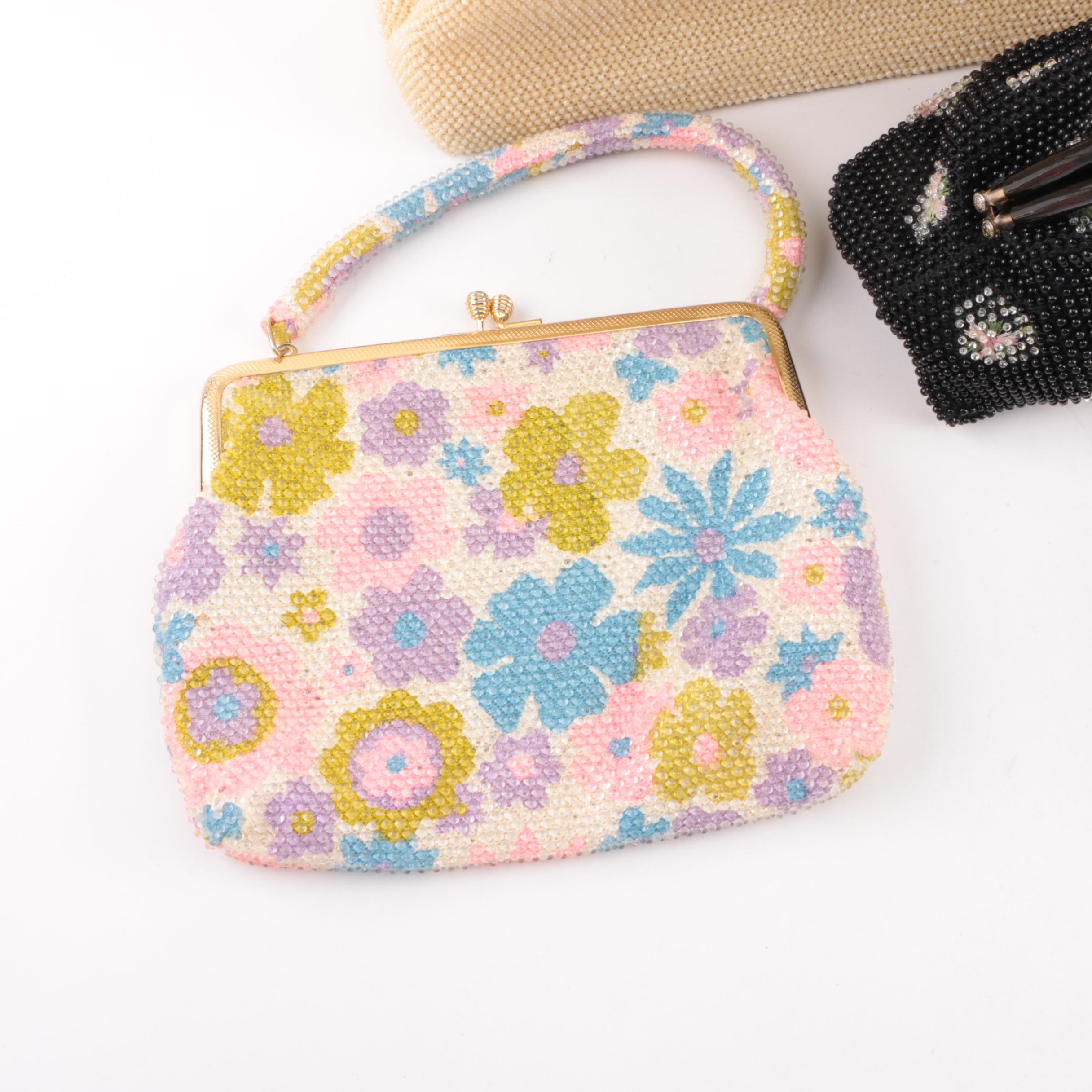 Collection of 1960s Cordé Beaded Lumured and Other Handbags Including Floral