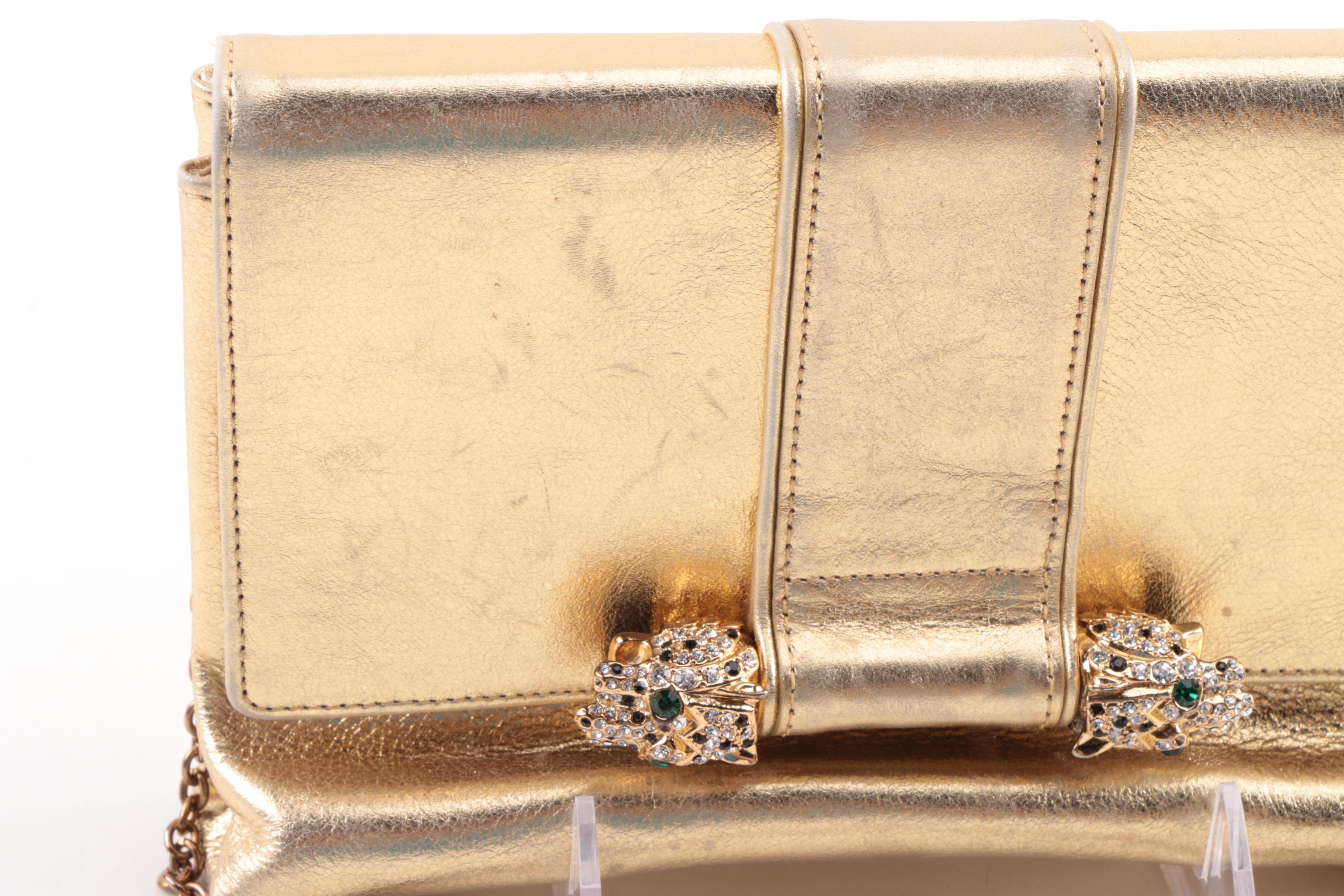 Vintage Kenneth J. Lane Gold Metallic Leather Evening Bag