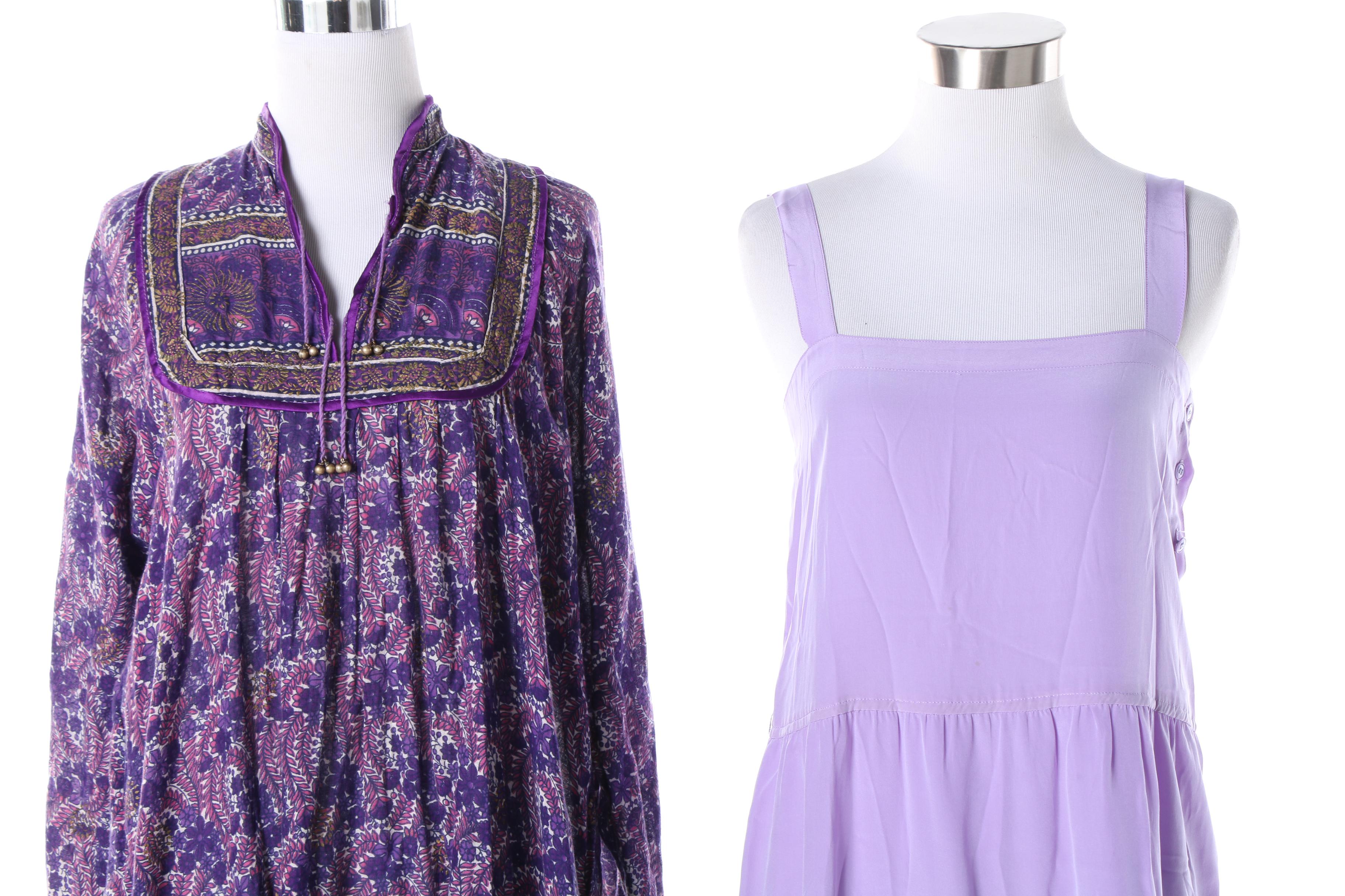 1970s Diane von Furstenberg Silk Dress with Purple India Inspired Dress
