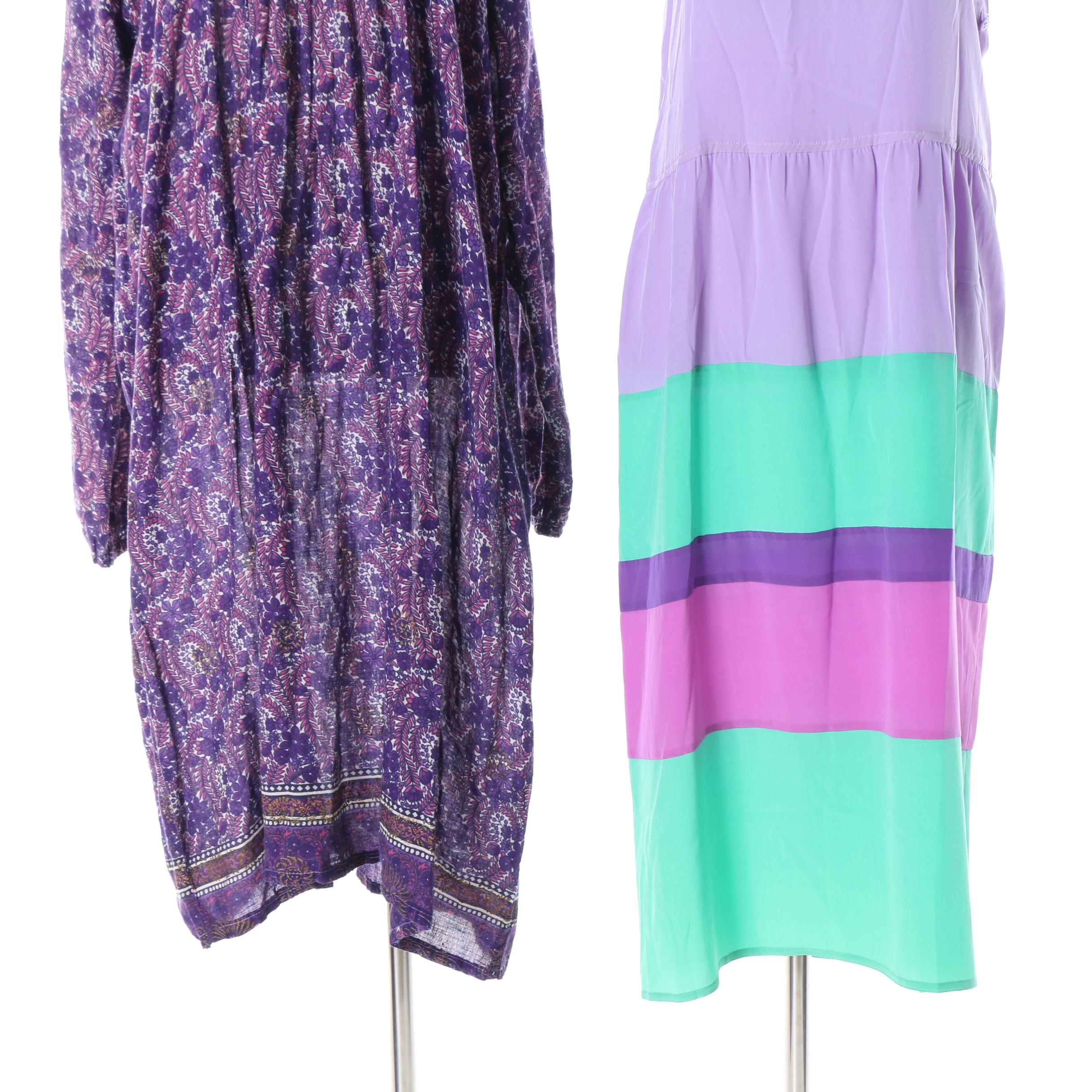 1970s Diane von Furstenberg Silk Dress with Purple India Inspired Dress