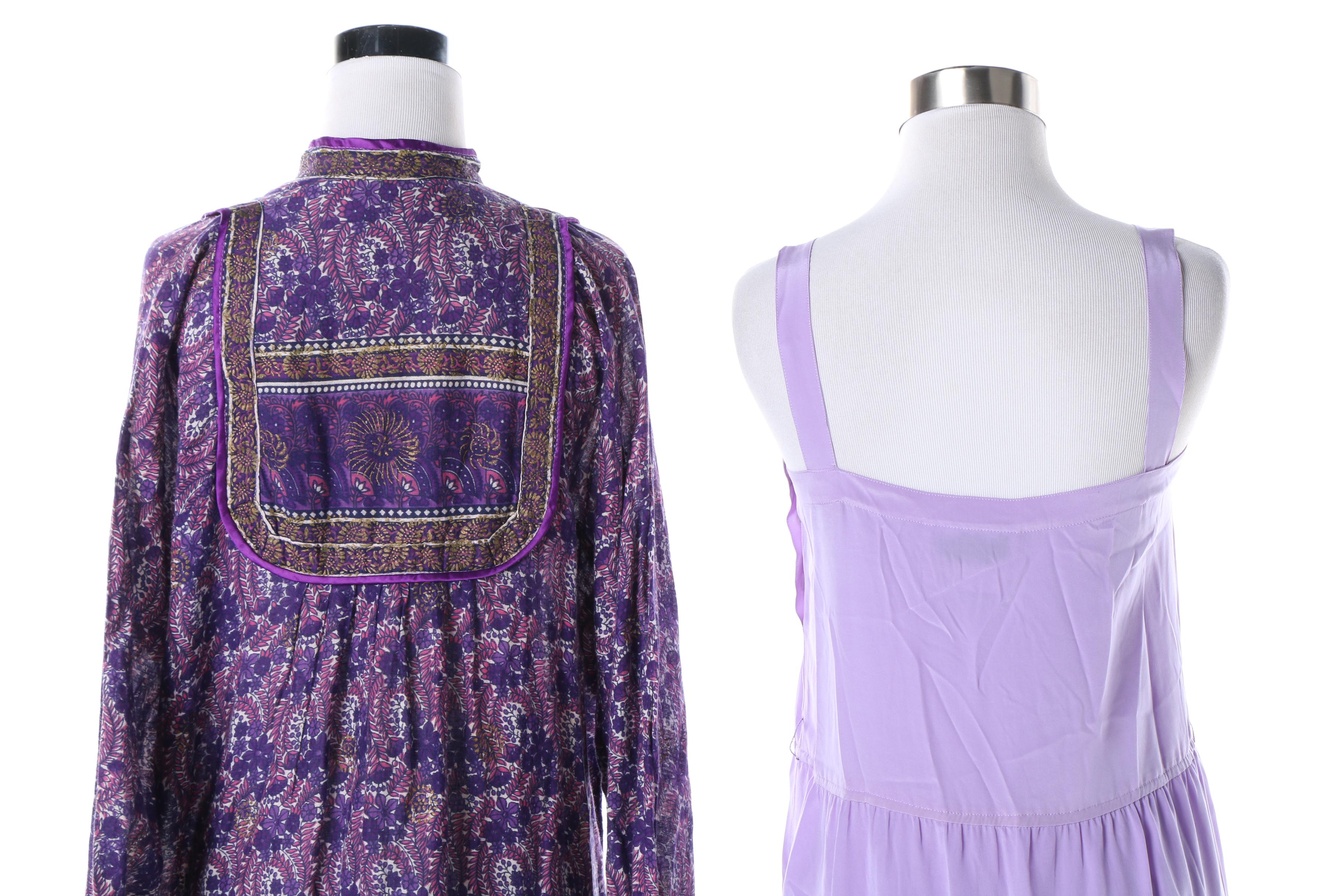 1970s Diane von Furstenberg Silk Dress with Purple India Inspired Dress