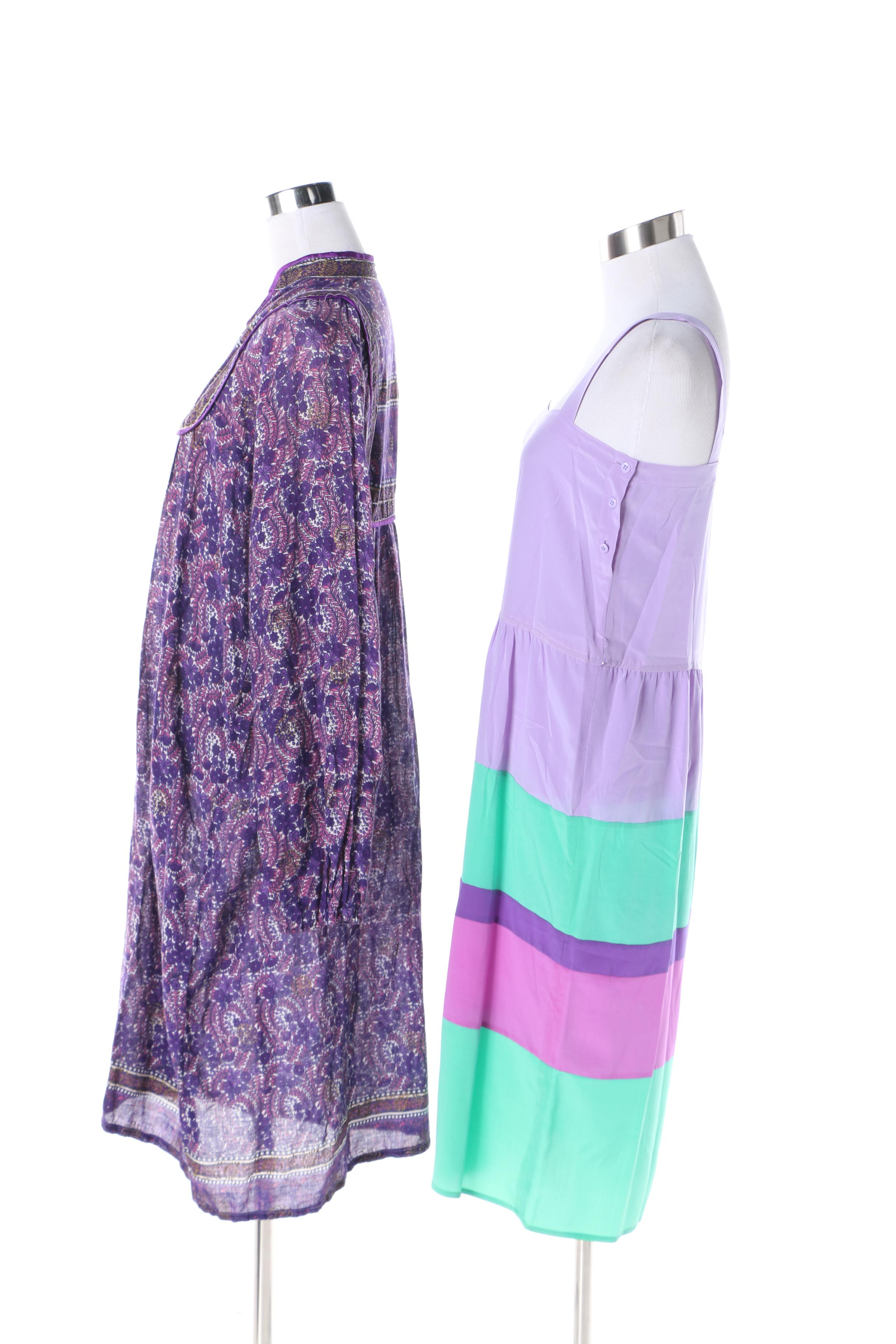 1970s Diane von Furstenberg Silk Dress with Purple India Inspired Dress