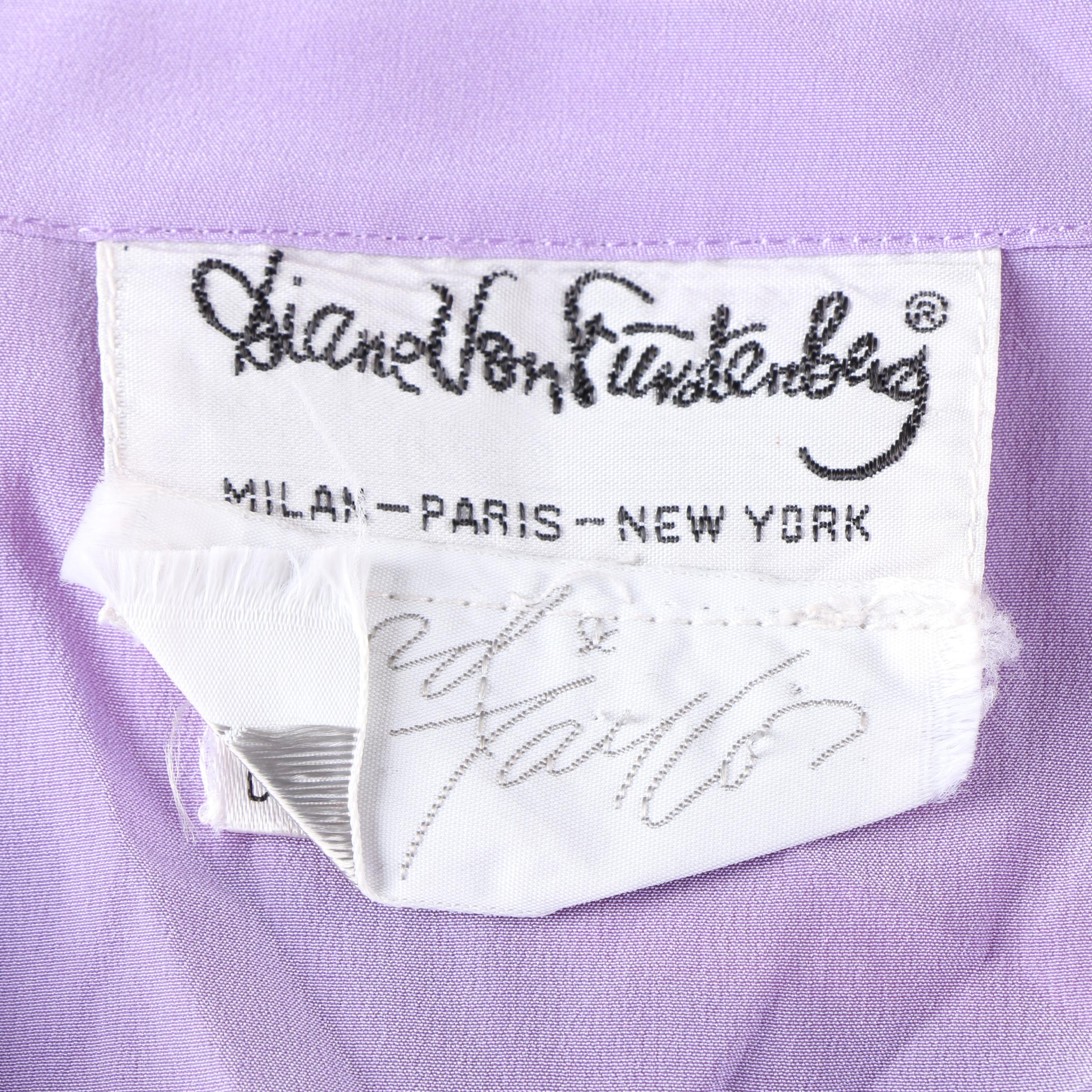 1970s Diane von Furstenberg Silk Dress with Purple India Inspired Dress