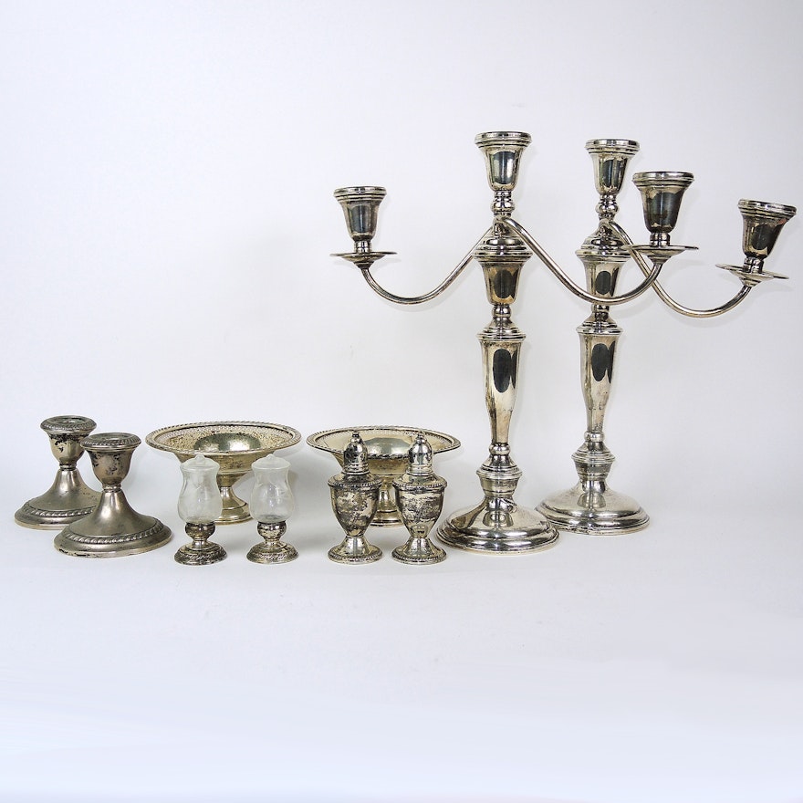 Sterling Silver Weighted Tableware and Candleholders