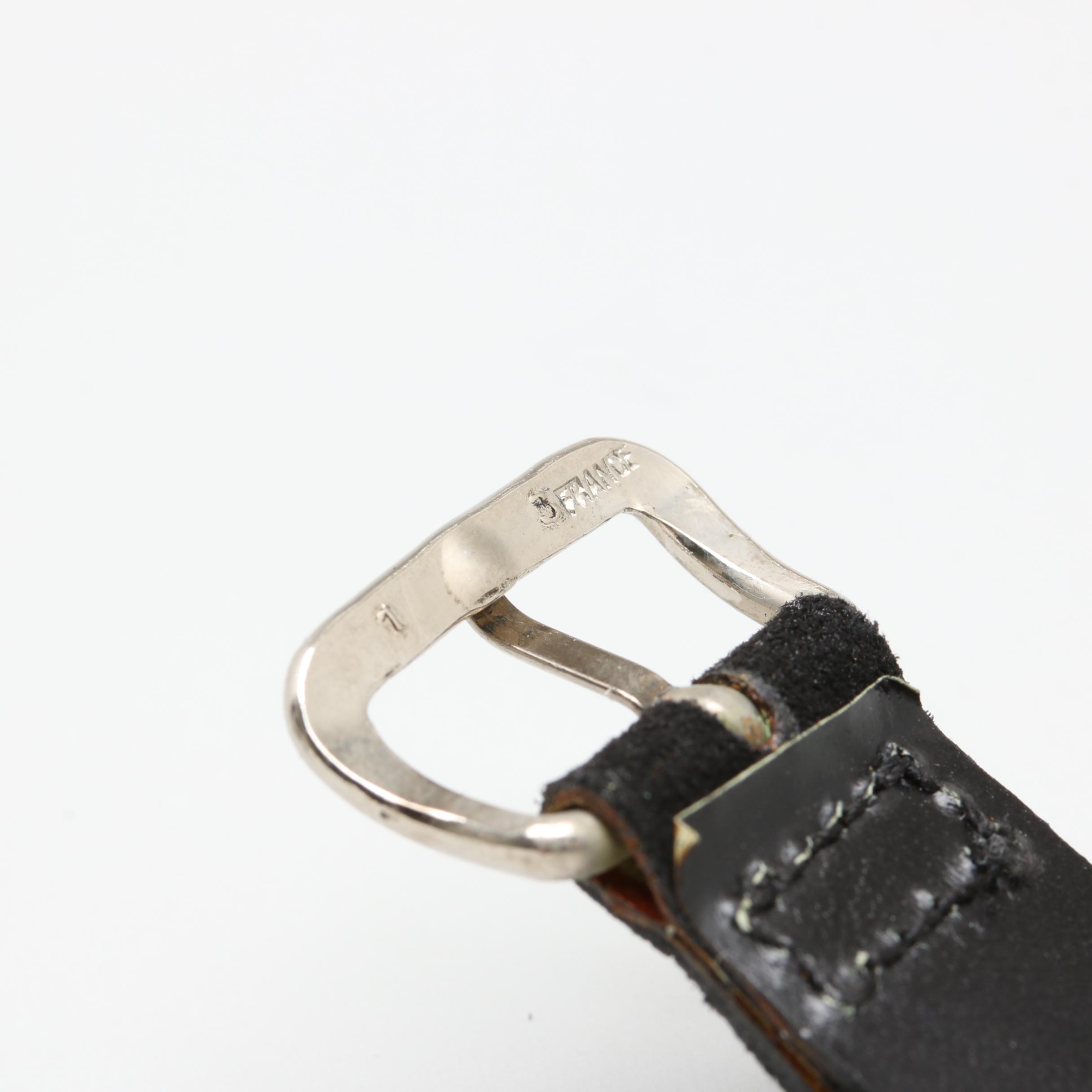 Elgin Silver Tone and Leather Stem Wind Watch