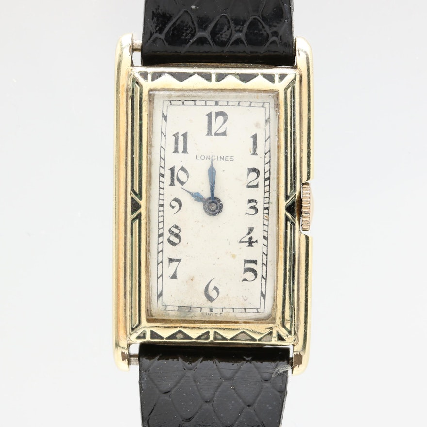 Circa 1928 Longines Gold Filled and Leather Wristwatch