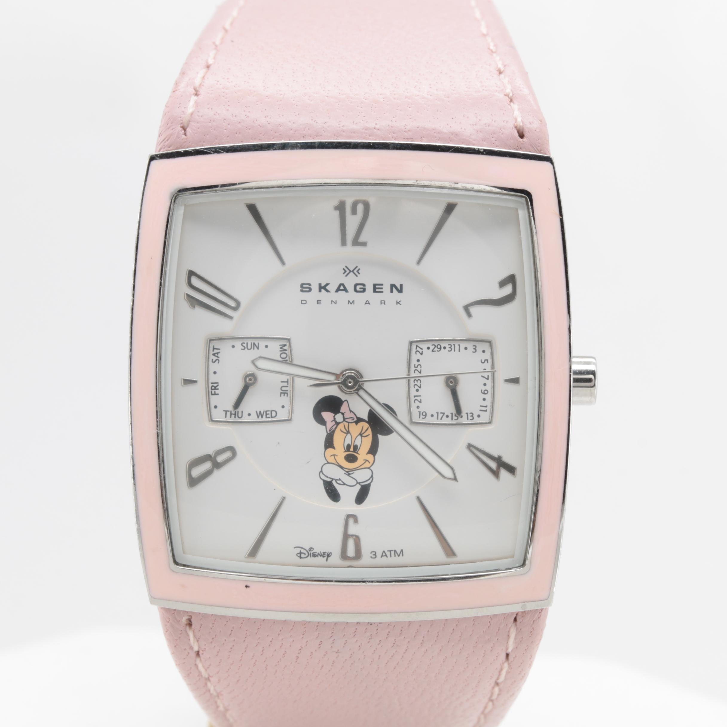 Disney Minnie Mouse Skagen Denmark Stainless Steel and Leather Watch
