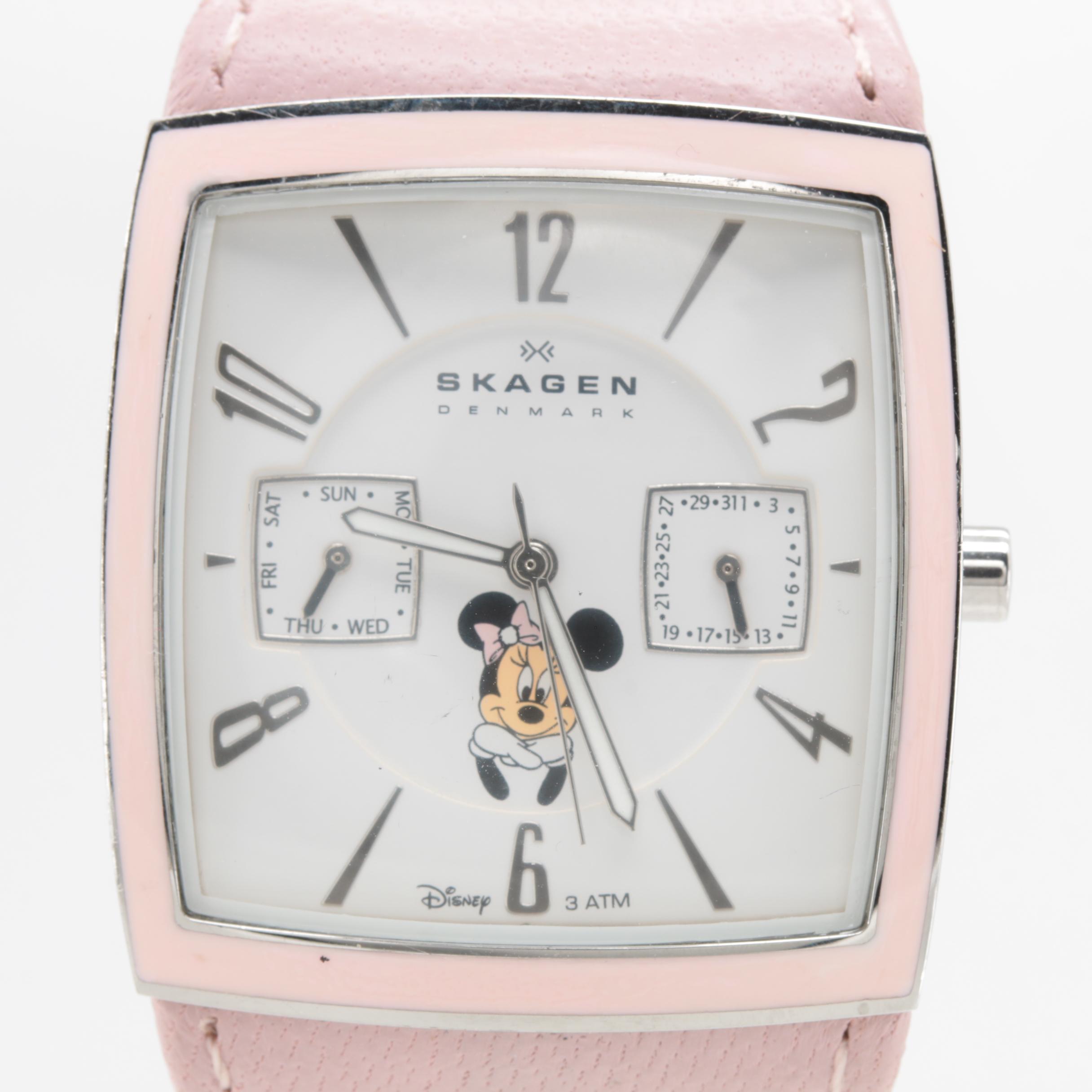 Disney Minnie Mouse Skagen Denmark Stainless Steel and Leather Watch