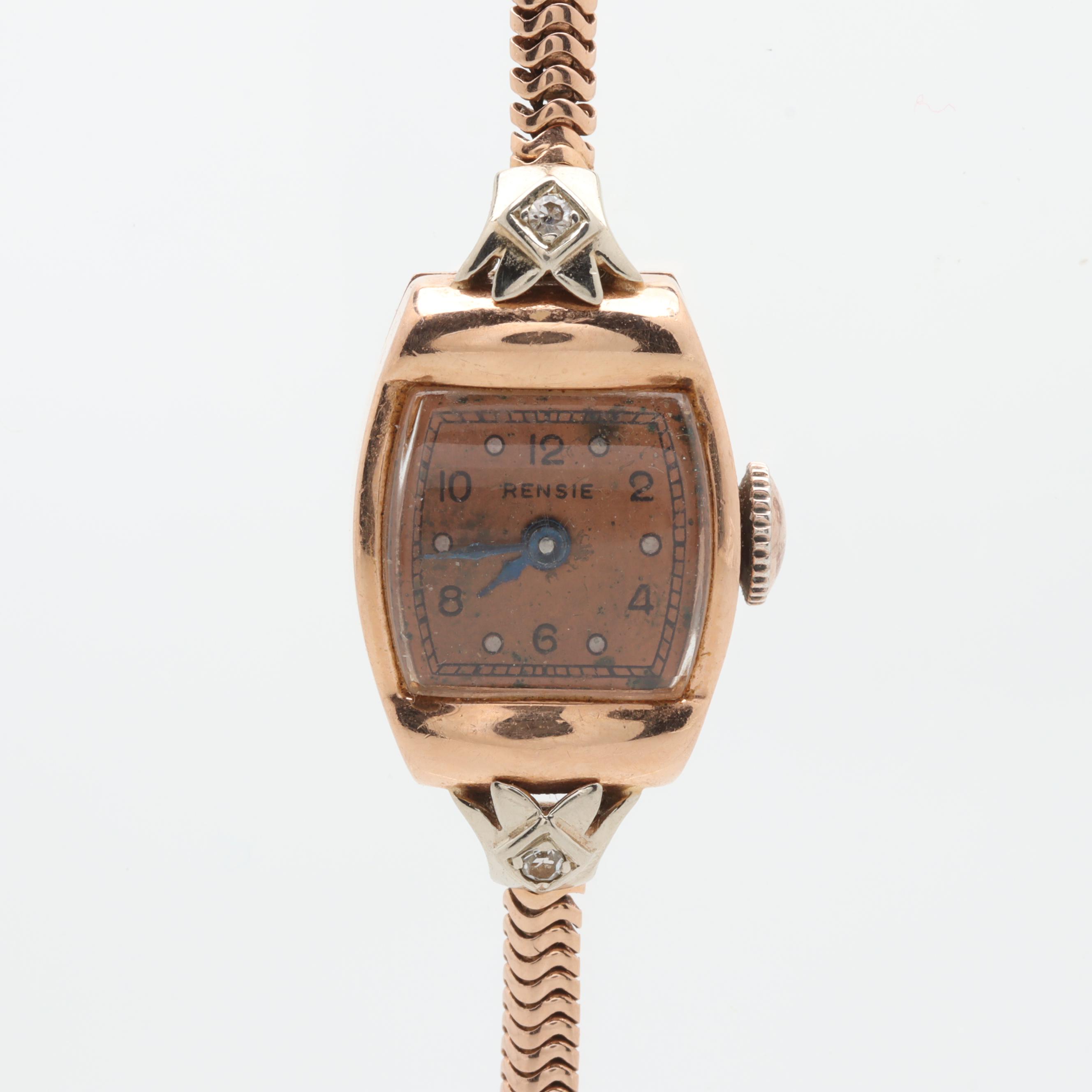 Rensie 14K Rose Gold Diamond Analog Watch