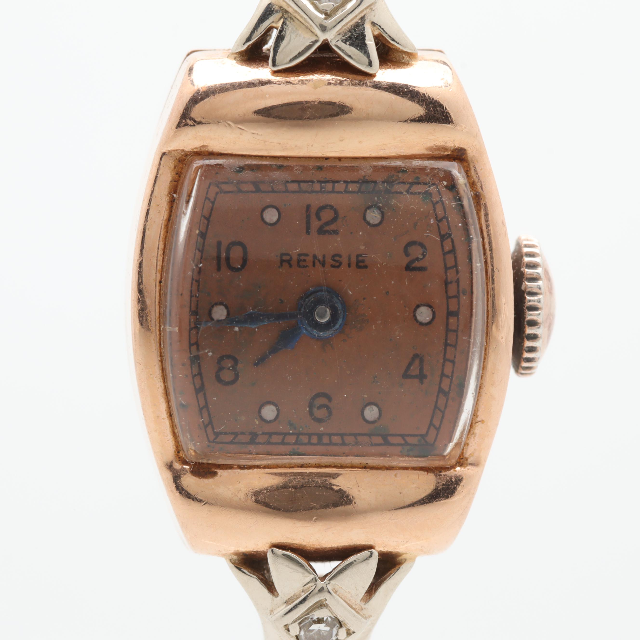Rensie 14K Rose Gold Diamond Analog Watch