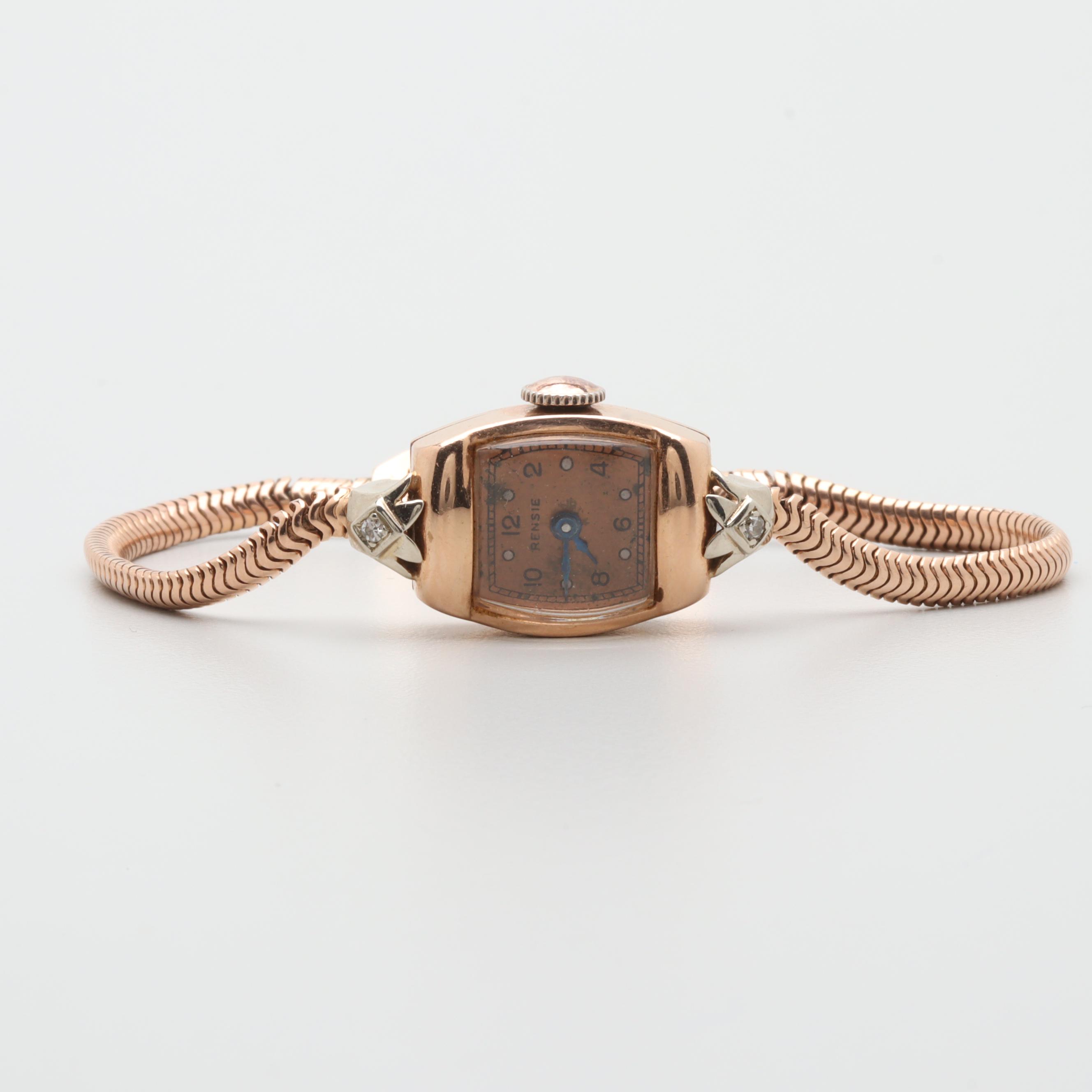 Rensie 14K Rose Gold Diamond Analog Watch
