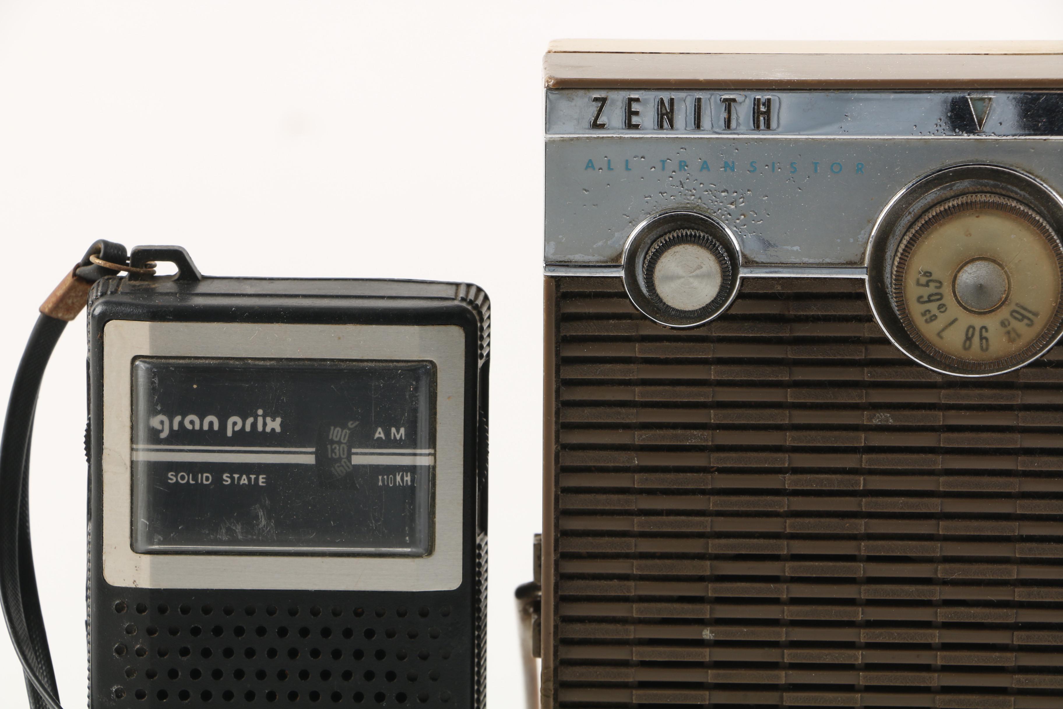 1970s Panasonic "The Spencer" Clock Radio and Other Transistor Radios