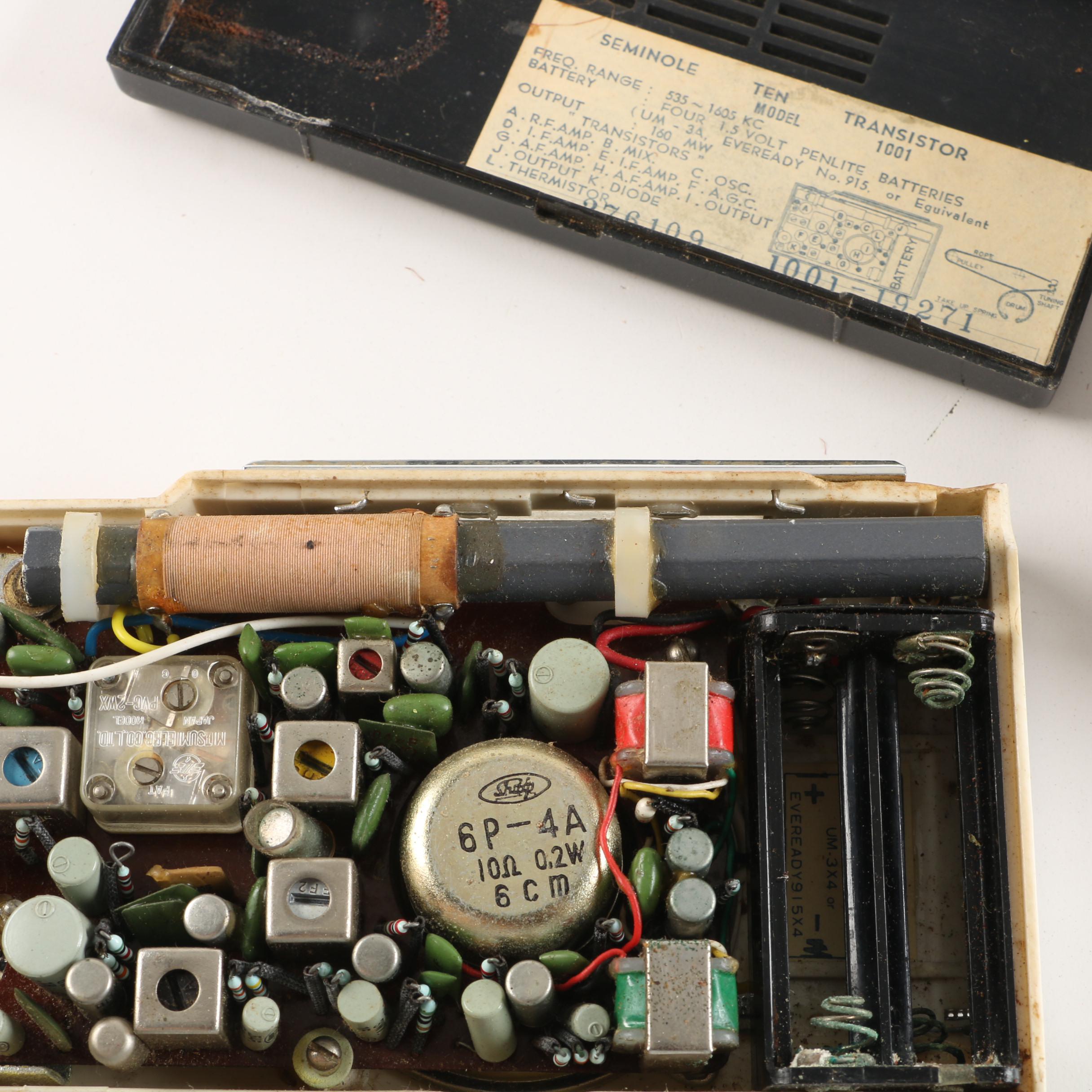 1970s Panasonic "The Spencer" Clock Radio and Other Transistor Radios