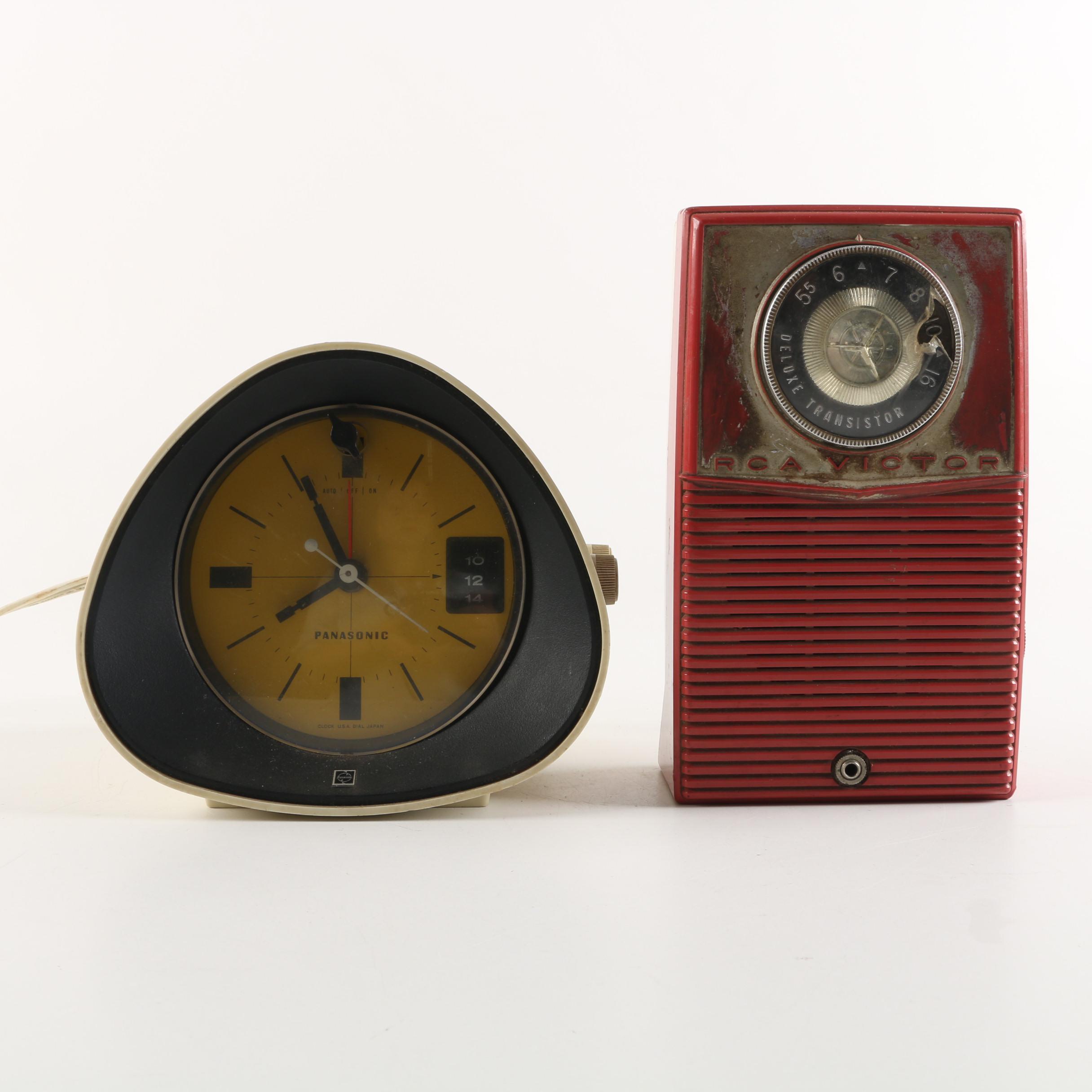 1970s Panasonic "The Spencer" Clock Radio and Other Transistor Radios