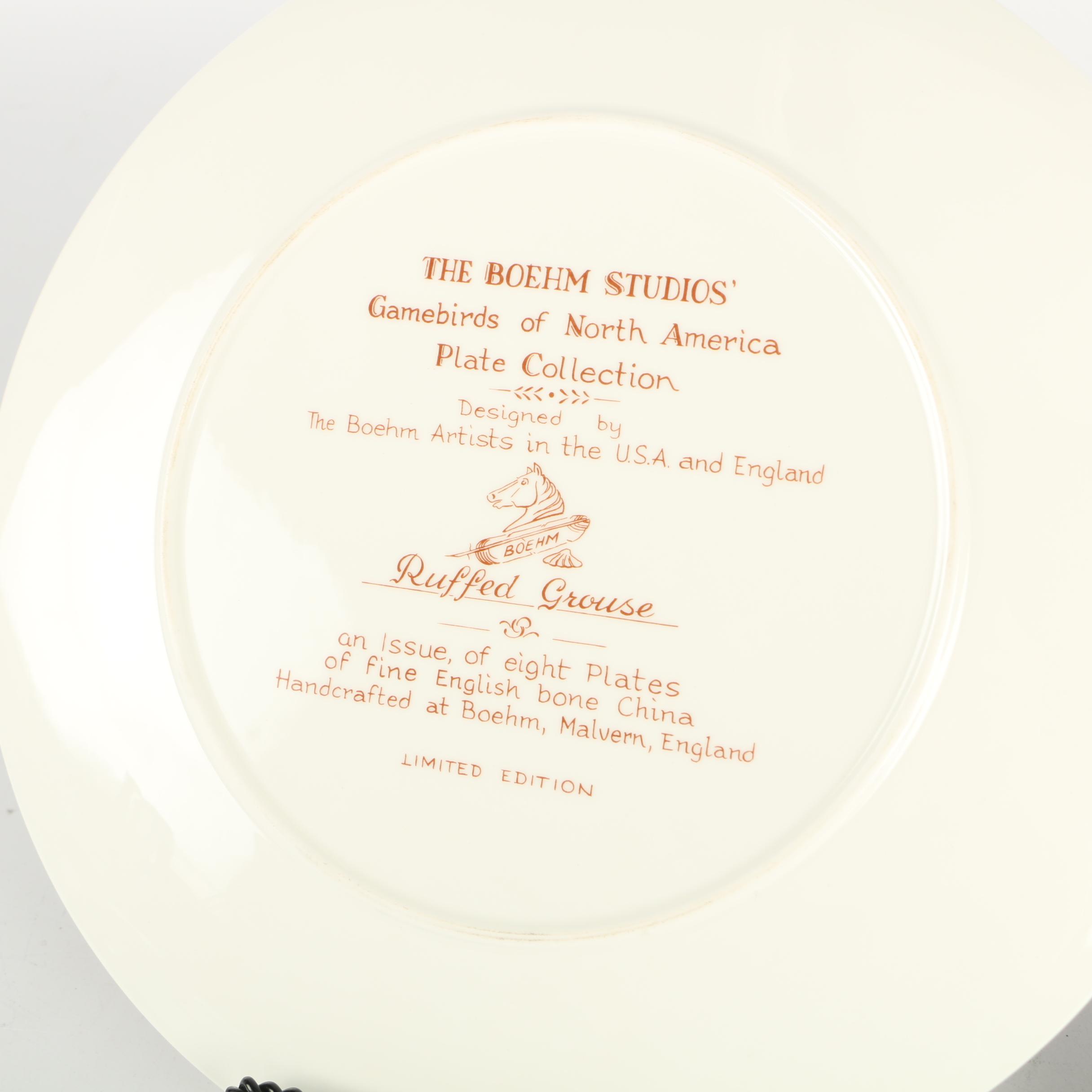 Boehm Studios "Game Birds of North America" Limited Collectible Plates c. 1984