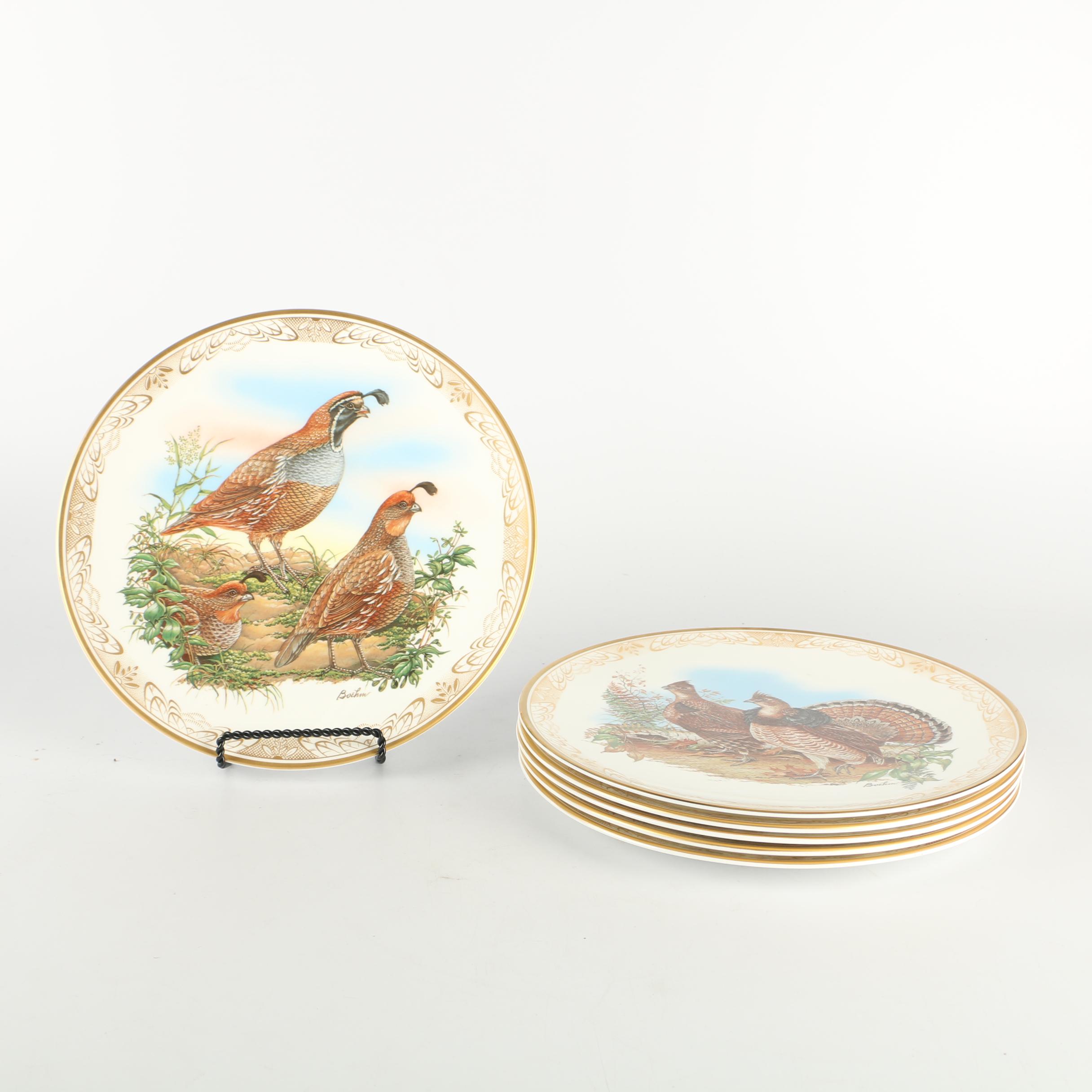 Boehm Studios "Game Birds of North America" Limited Collectible Plates c. 1984