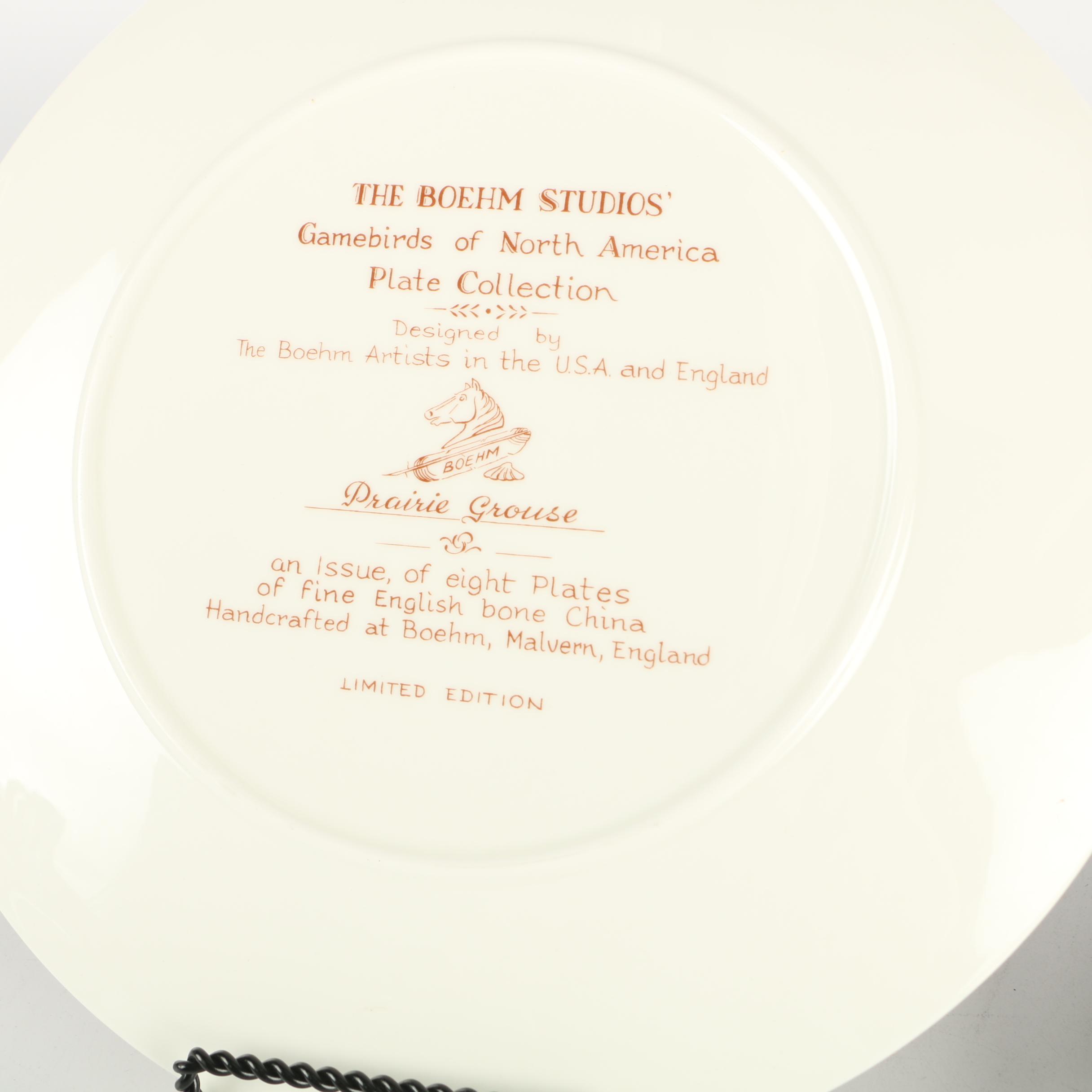 Boehm Studios "Game Birds of North America" Limited Collectible Plates c. 1984