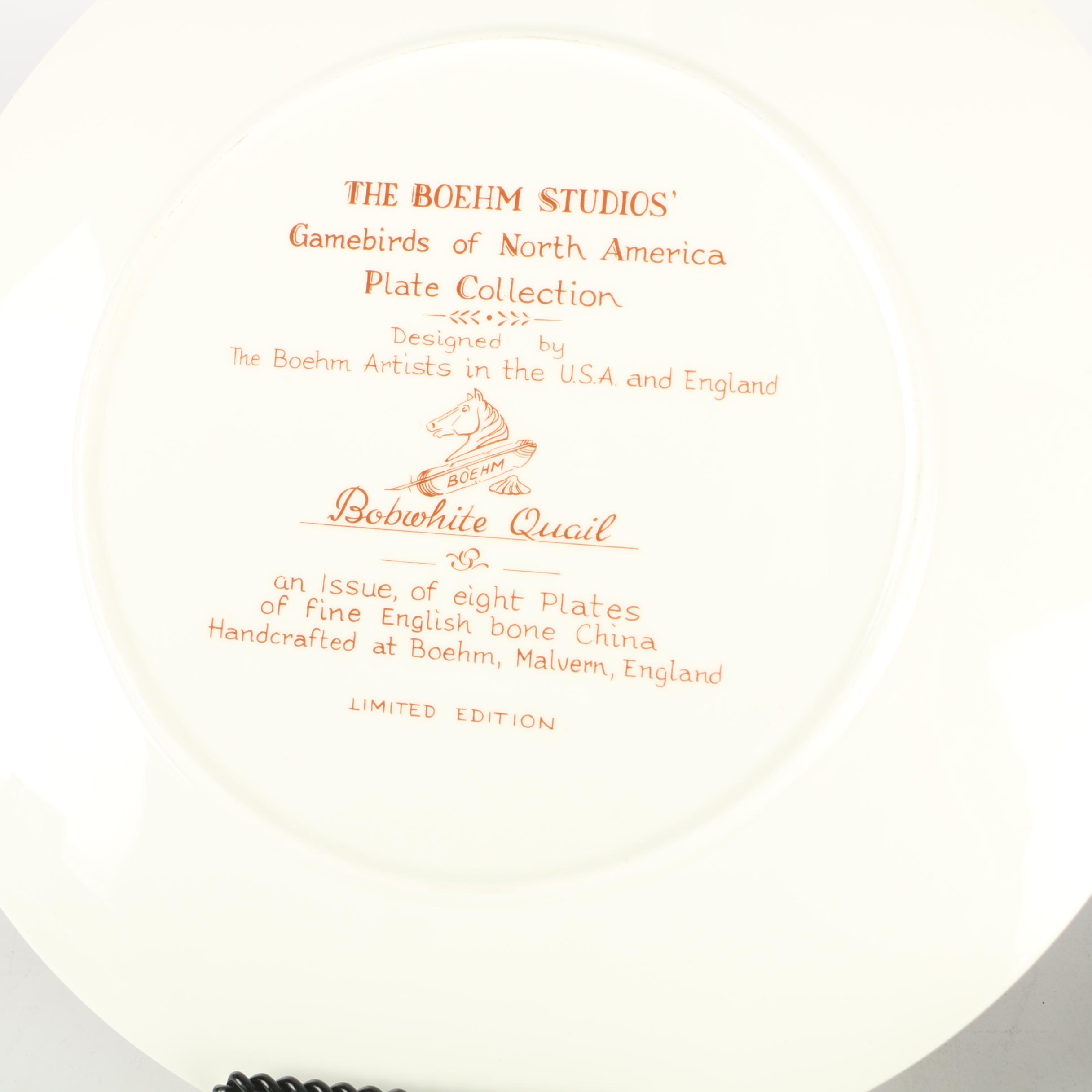 Boehm Studios "Game Birds of North America" Limited Collectible Plates c. 1984
