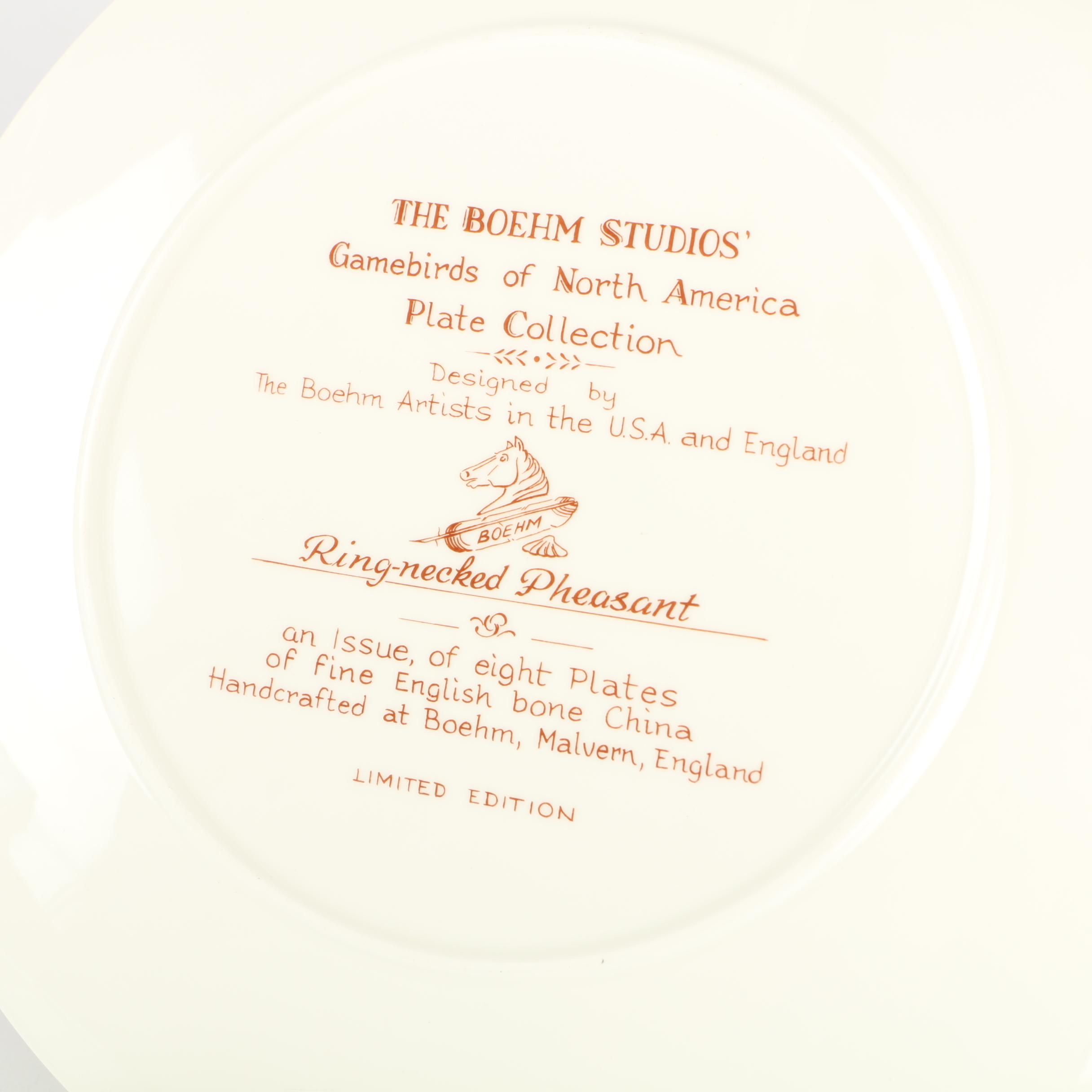 Boehm Studios "Game Birds of North America" Limited Collectible Plates c. 1984