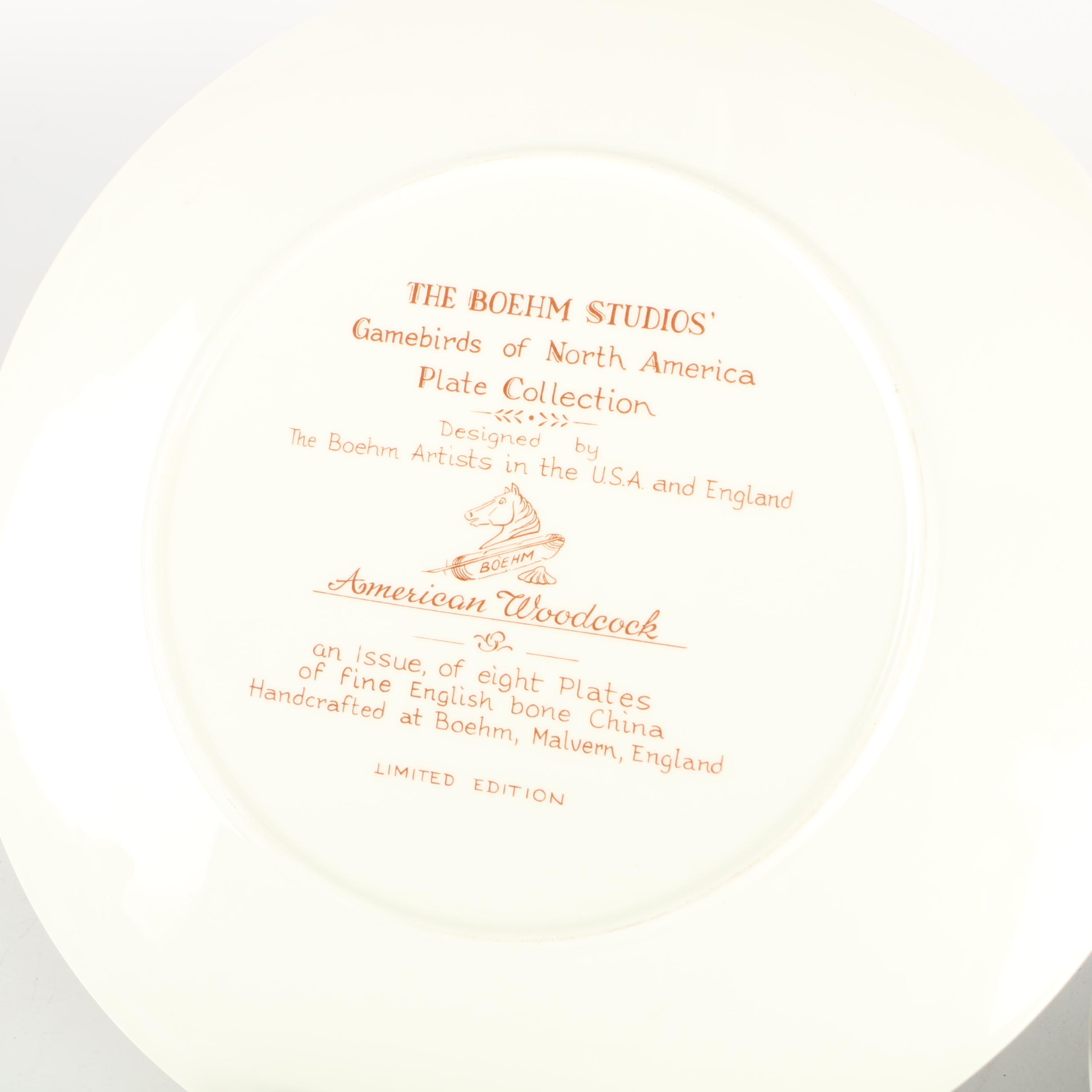 Boehm Studios "Game Birds of North America" Limited Collectible Plates c. 1984