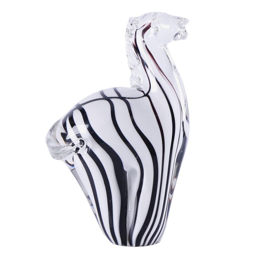 Murano Style Art Glass Zebra Figurine