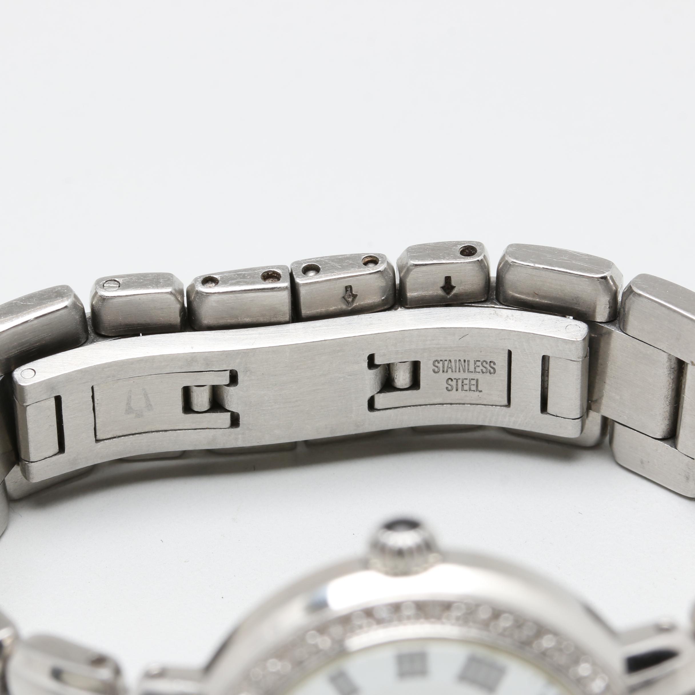 Bulova Stainless Steel Diamond and Mother of Pearl Watch