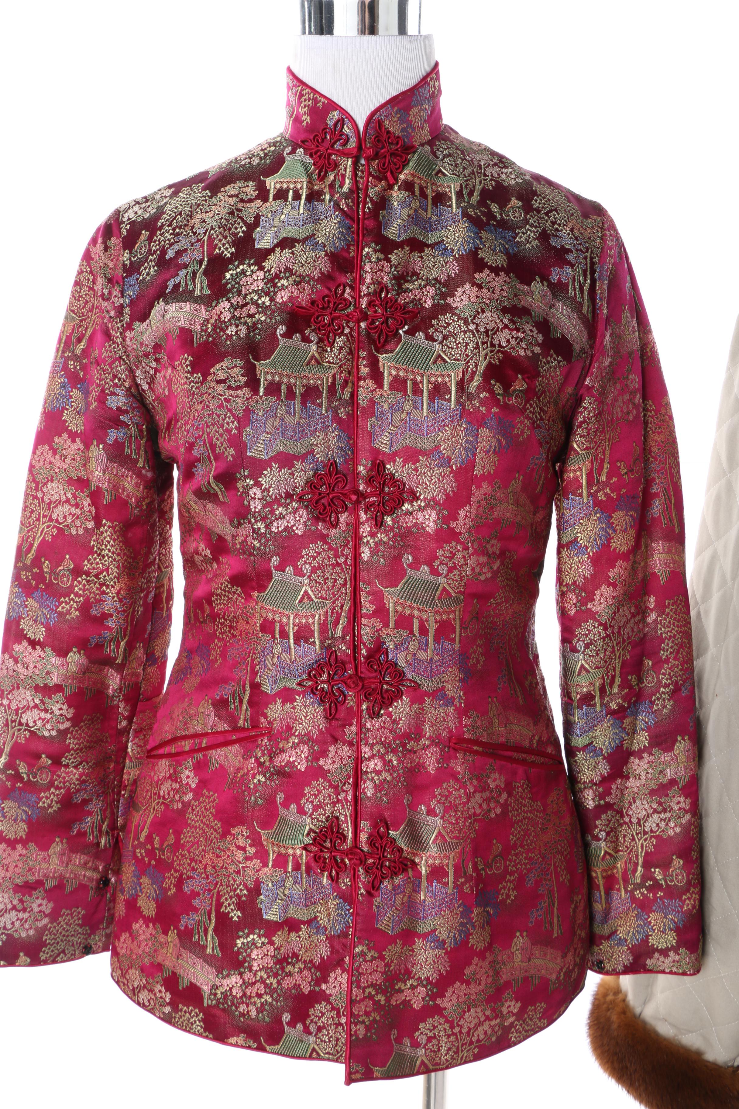 Vintage Printed Quilted Jackets Including Reversible with Mink Fur Trim