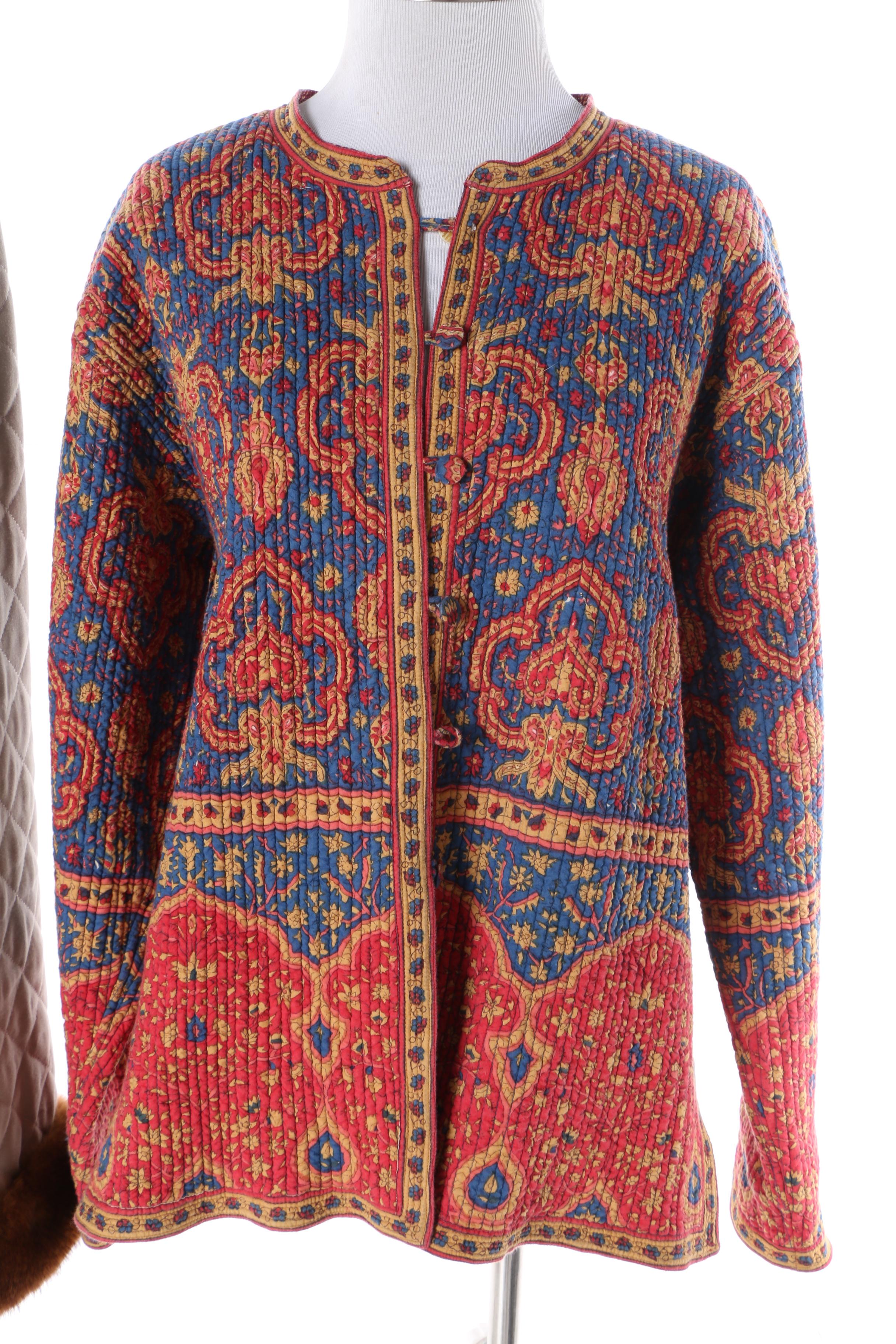 Vintage Printed Quilted Jackets Including Reversible with Mink Fur Trim