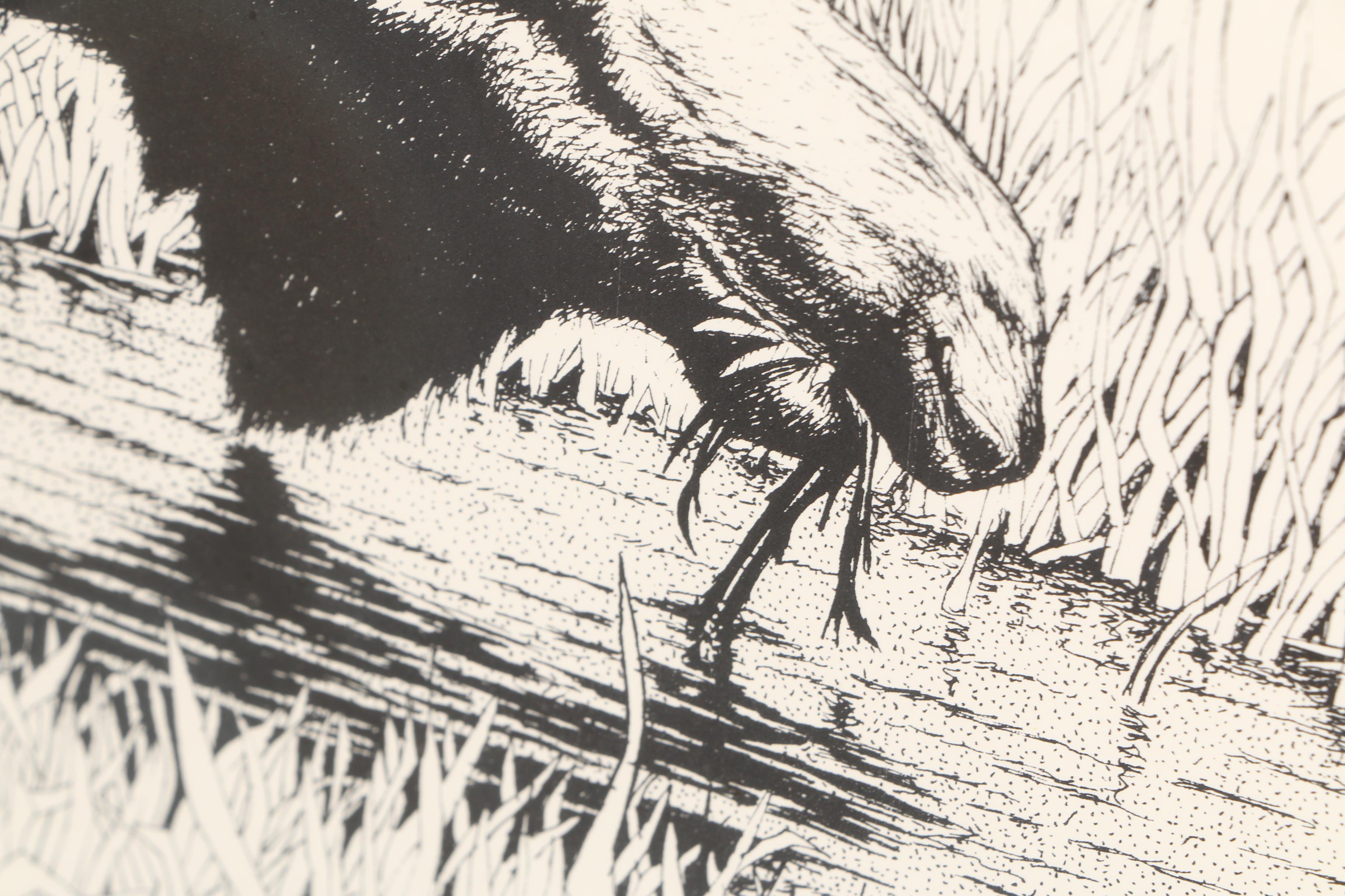 Rick Kom Giclee Print of Moose in Water