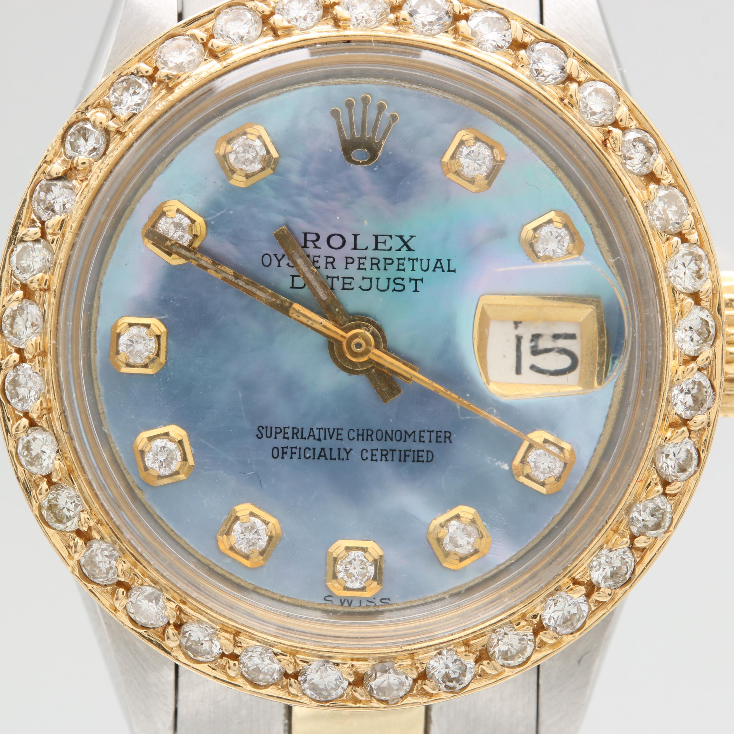 1966 Rolex Oyster Datejust Stainless, 14K and 18K Gold Diamond Watch