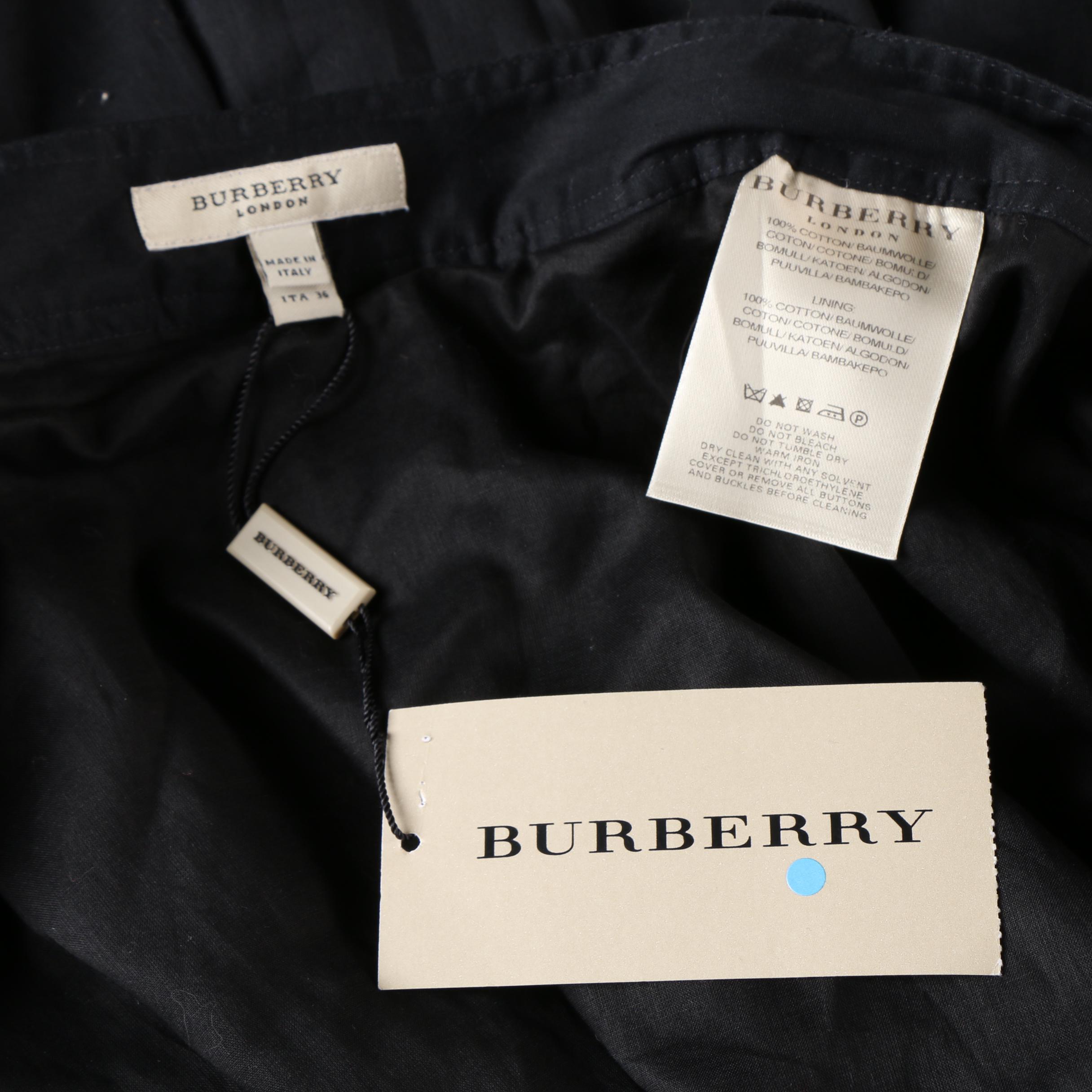 Women's Burberry London Black Cotton Tiered Wrap Skirt